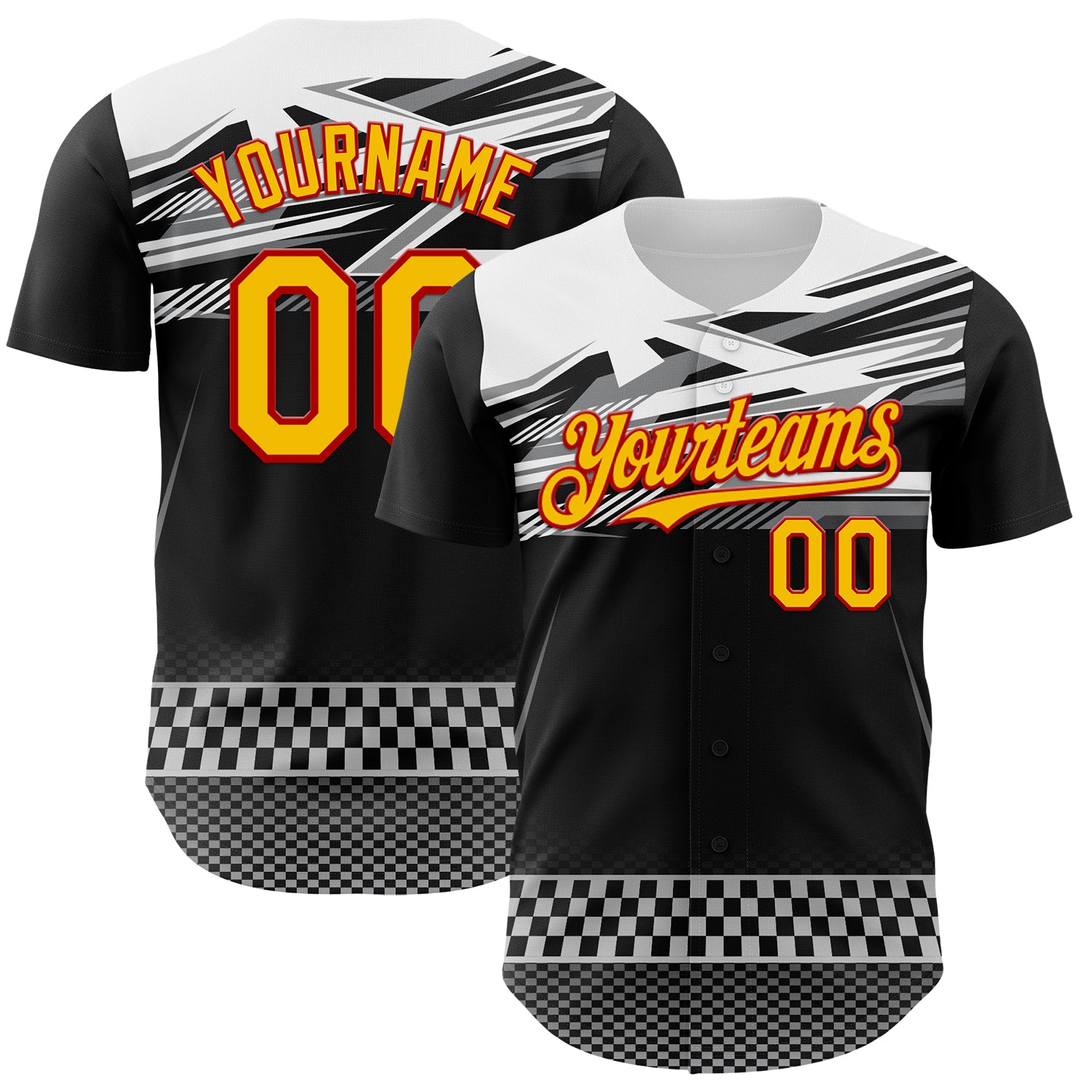 FansIdea Custom Black Yellow Red White-Gray Car Racing Formula Auto Motorsport Authentic Baseball Jersey - $29.99 at Proof Eyewear
