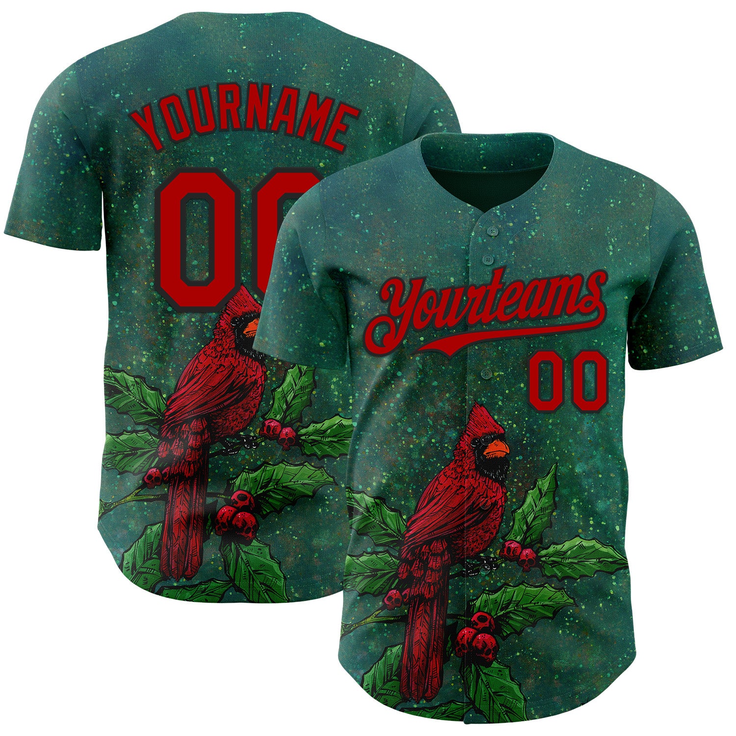 Fansidea-artist-collabs Custom Green Red-Black David Lozeau The Cardinal Authentic Baseball Jersey - $34.99 at Proof Eyewear