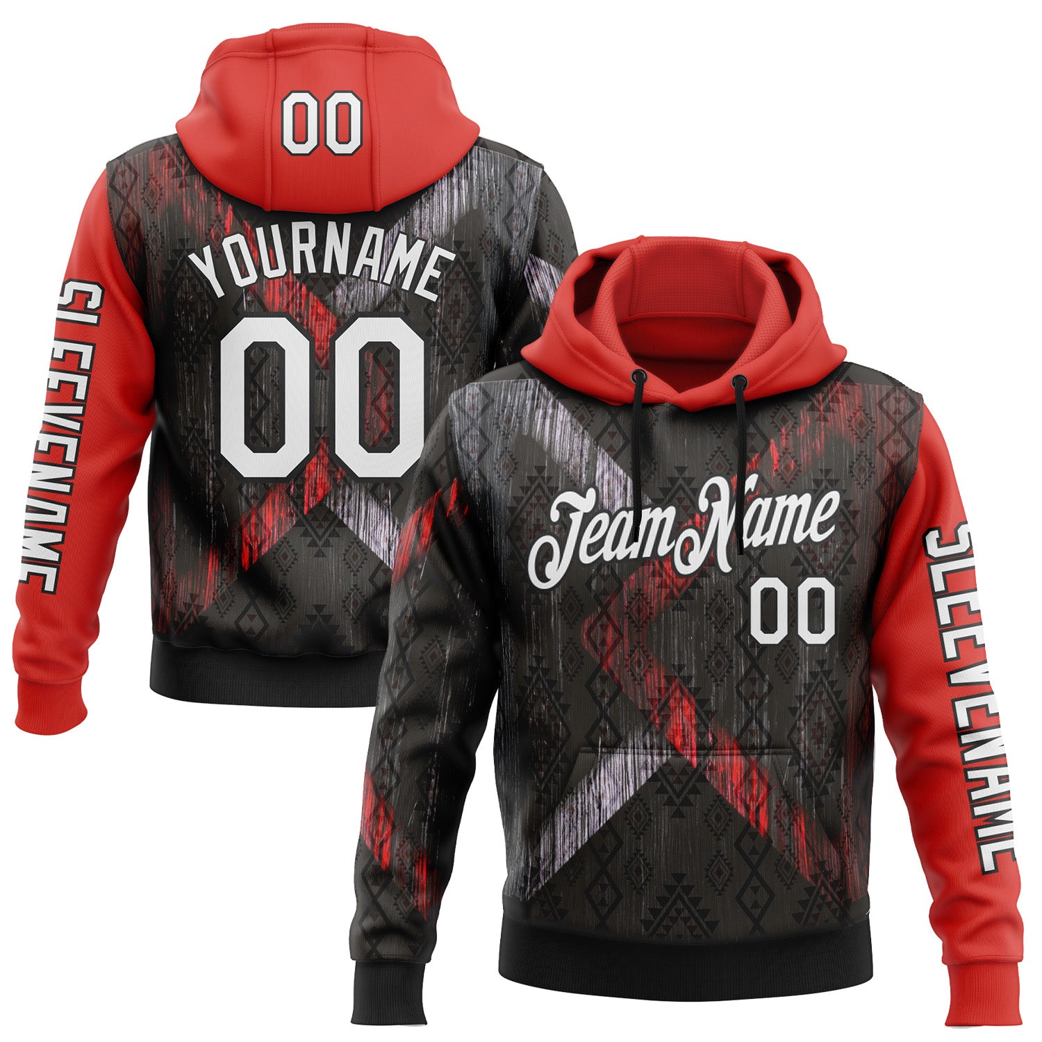 FansIdea Custom Black White-Red 3D Pattern Design Ethnic Tribal Sportswear Pullover Sweatshirt Hoodie - $32.99 at Proof Eyewear