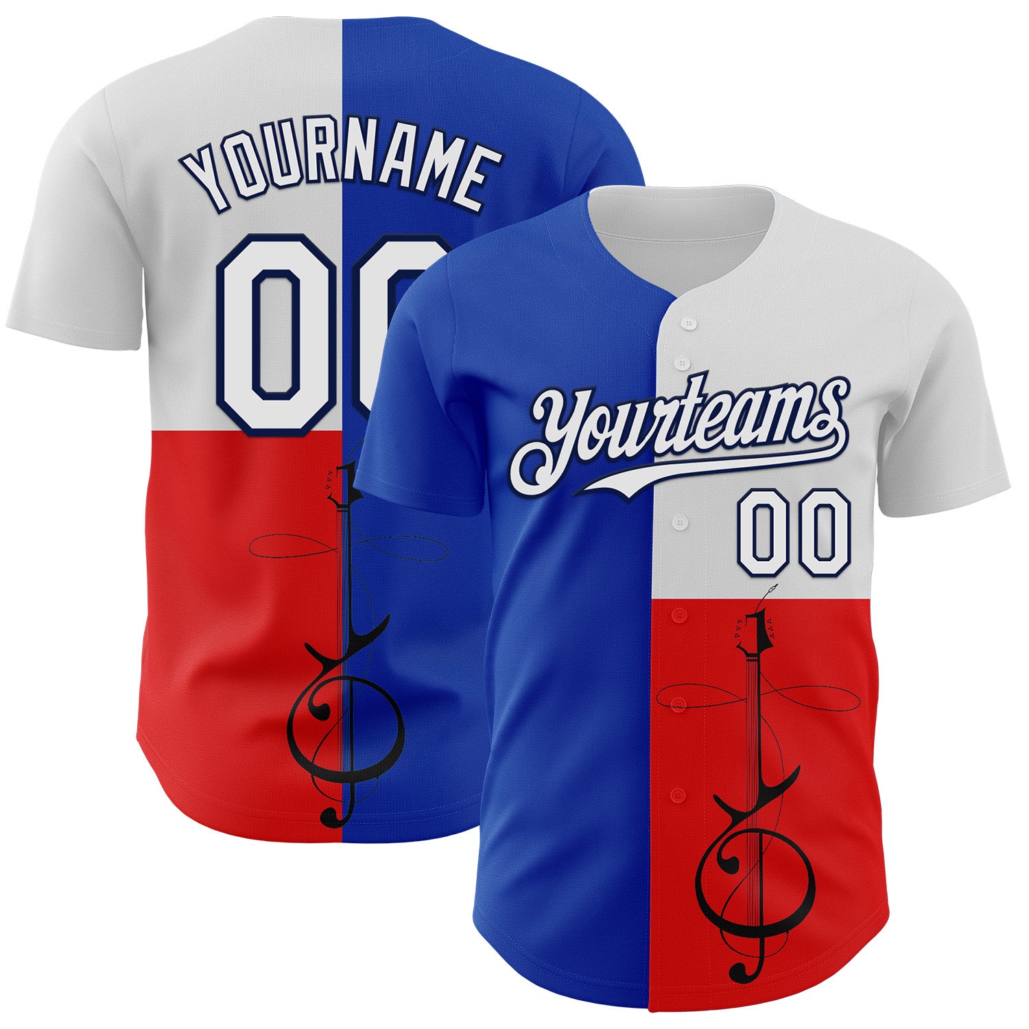 FansIdea Custom Blue White Red-Navy Texas Flag Guitar City Edition Authentic Baseball Jersey - $29.99 at Proof Eyewear