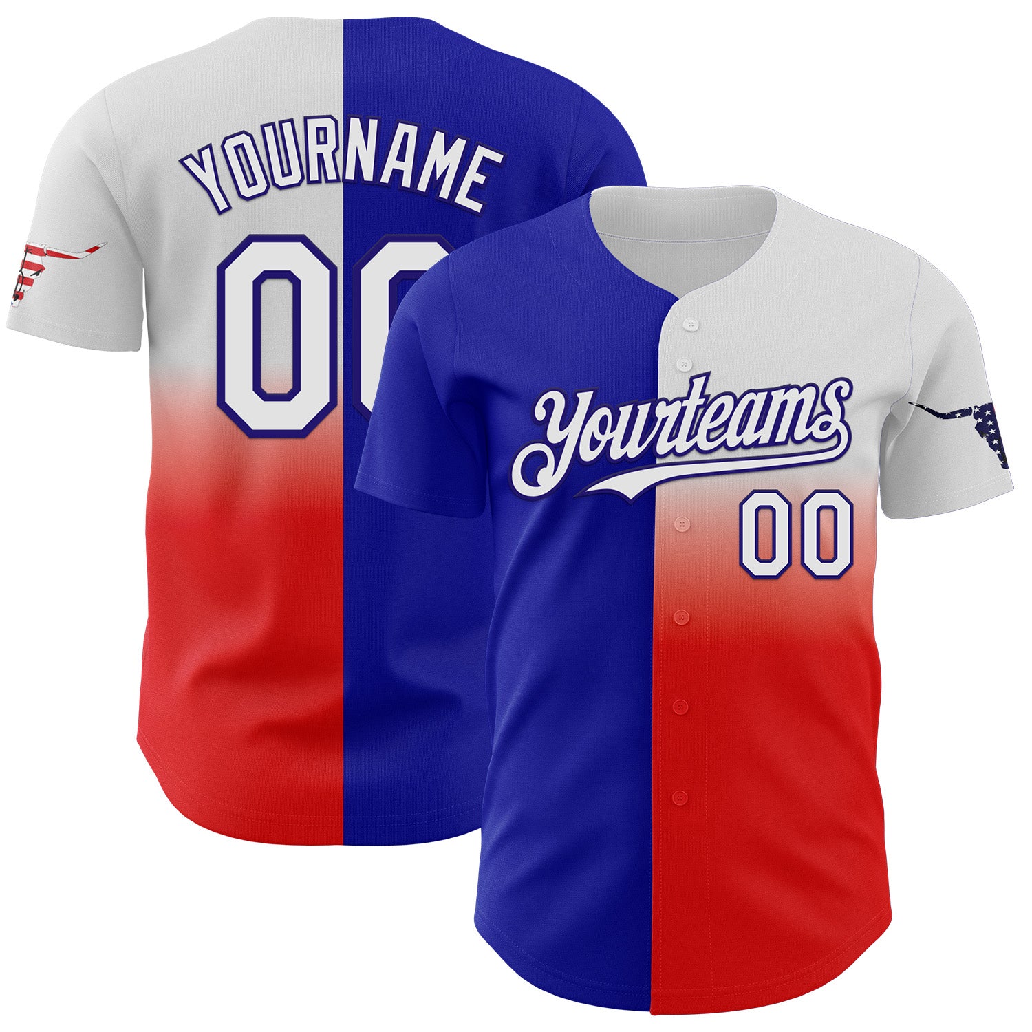 FansIdea Custom Blue White Red-Dark Purple Texas Flag City Edition Authentic Baseball Jersey - $29.99 at Proof Eyewear