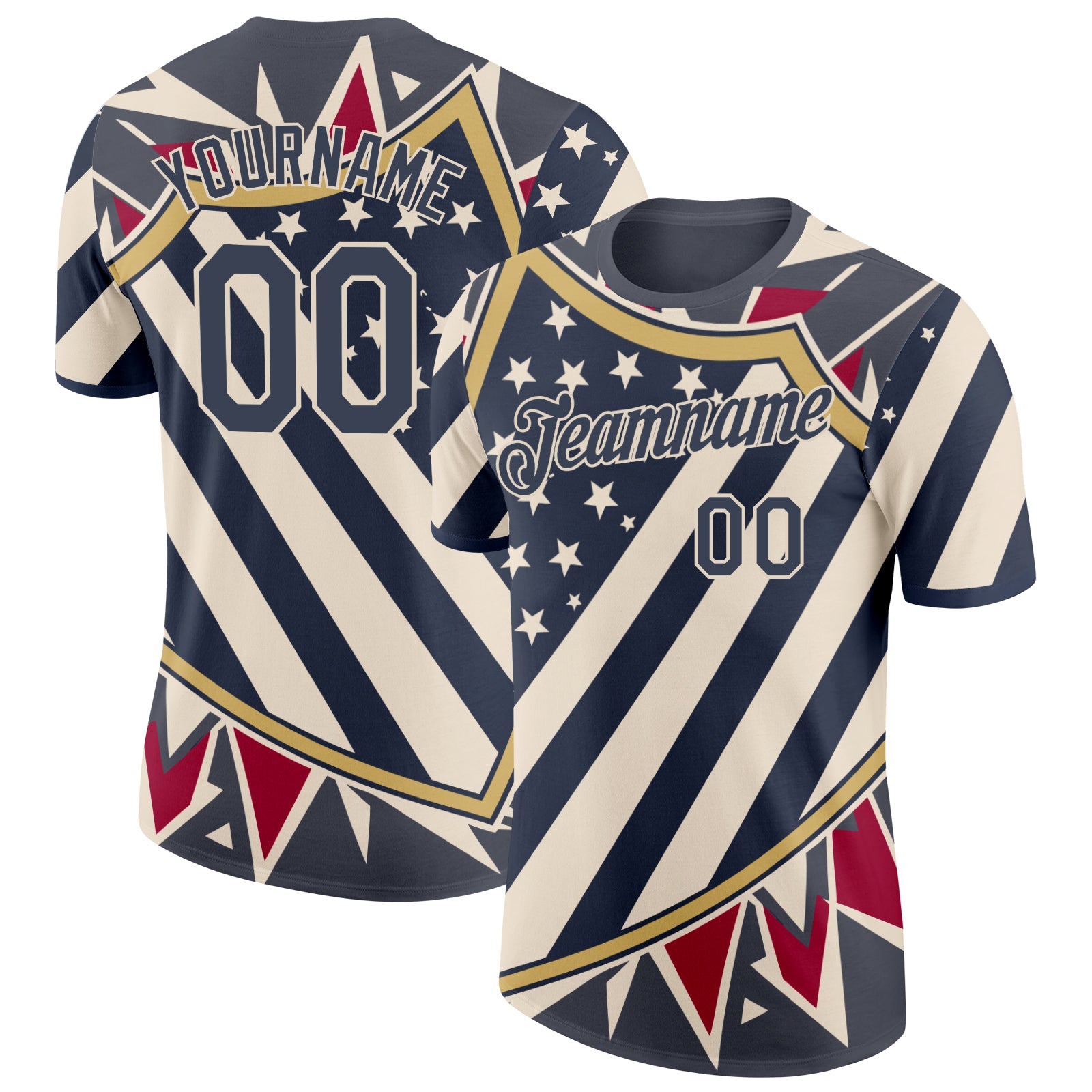 FansIdea Custom Blue Red-Cream American Star Soccer Jersey Performance T-Shirt - $14.99 at Proof Eyewear