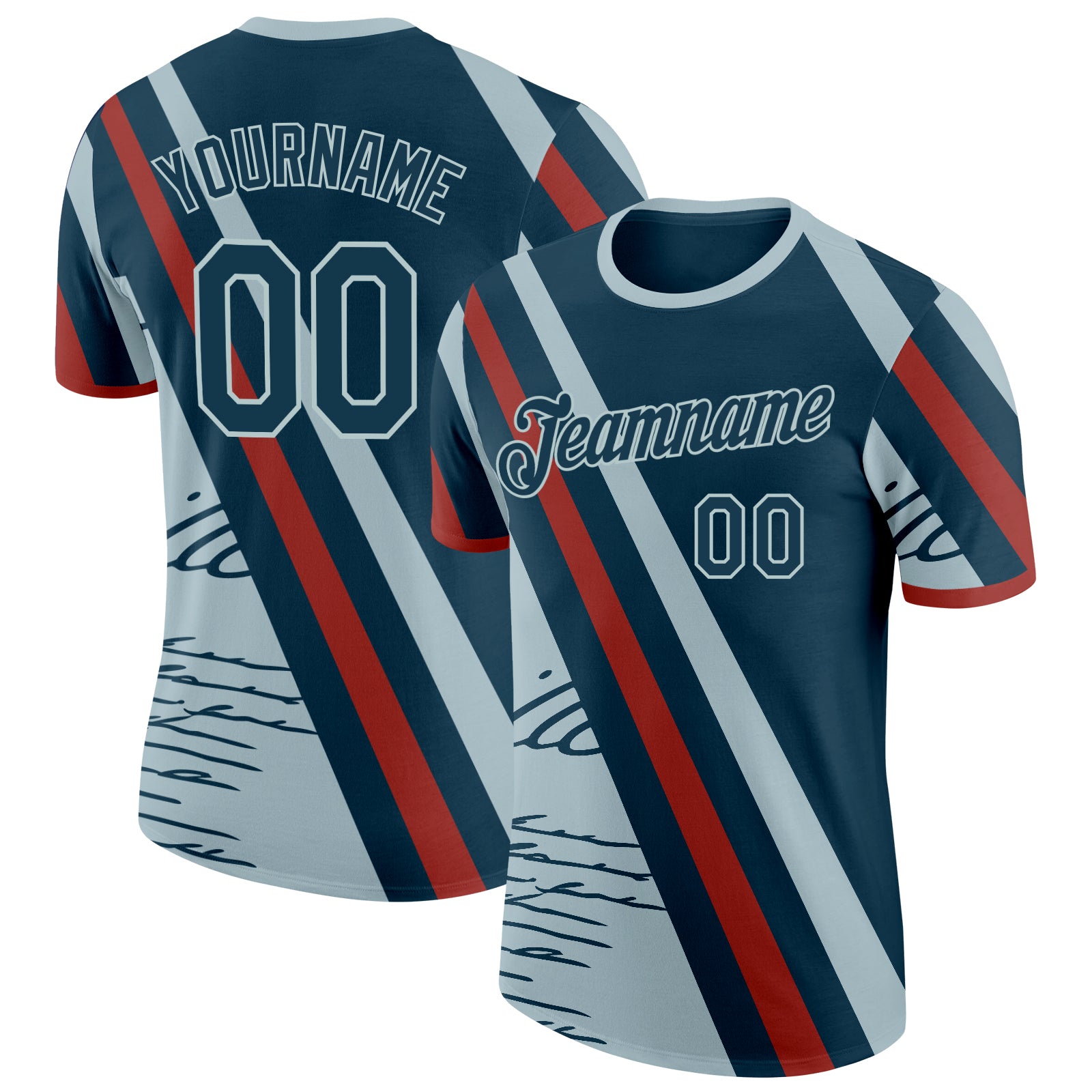 FansIdea Custom Blue Navy-Red USA Soccer Jersey Performance T-Shirt - $14.99 at Proof Eyewear