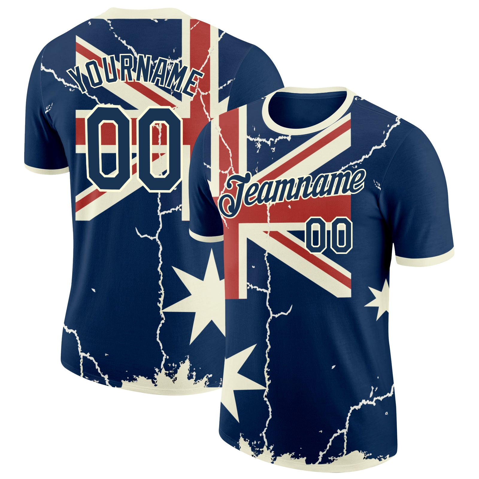 FansIdea Custom Blue Navy Red-White Australian Flag Southern Cross Soccer Jersey Performance T-Shirt - $14.99 at Proof Eyewear