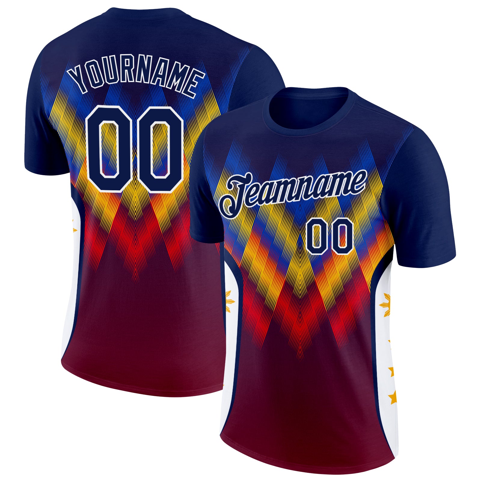 FansIdea Custom Blue Navy Red Yellow-White Ecuador Line Soccer Jersey Performance T-Shirt - $14.99 at Proof Eyewear