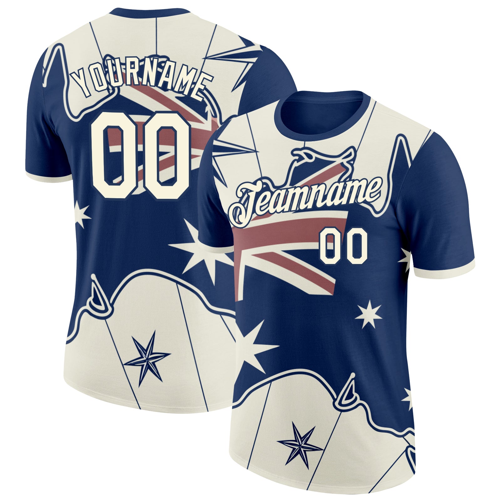FansIdea Custom Blue White-Red Australian Flag Southern Cross Soccer Jersey Performance T-Shirt - $14.99 at Proof Eyewear