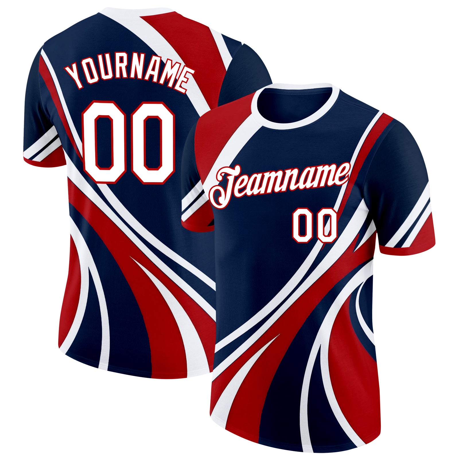FansIdea Custom Blue White-Red USA Flag Soccer Jersey Performance T-Shirt - $14.99 at Proof Eyewear