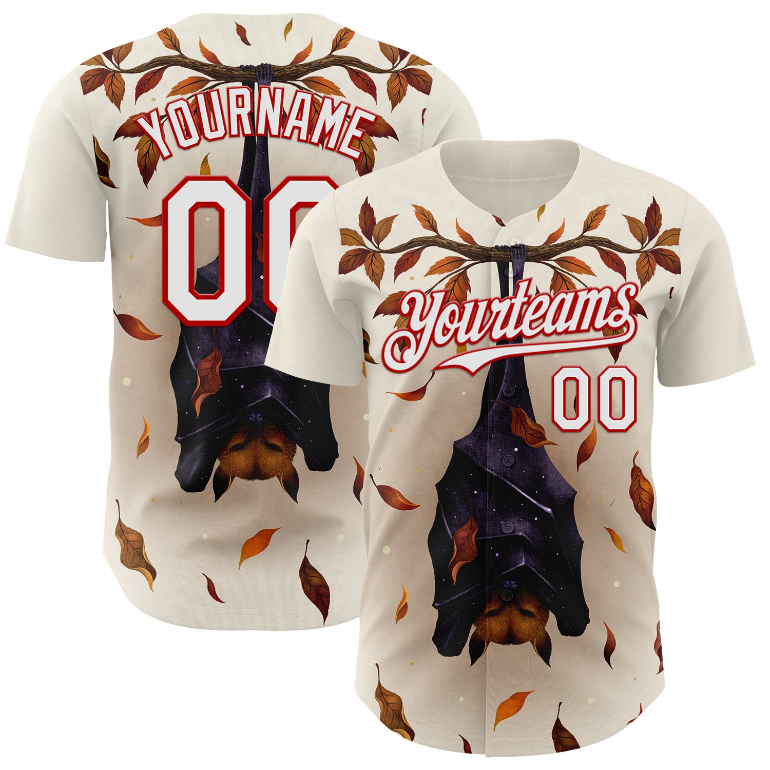 Fansidea-artist-collabs Custom Cream White-Red Episodic Drawing Autumn Fox Authentic Baseball Jersey - $34.99 at Proof Eyewear