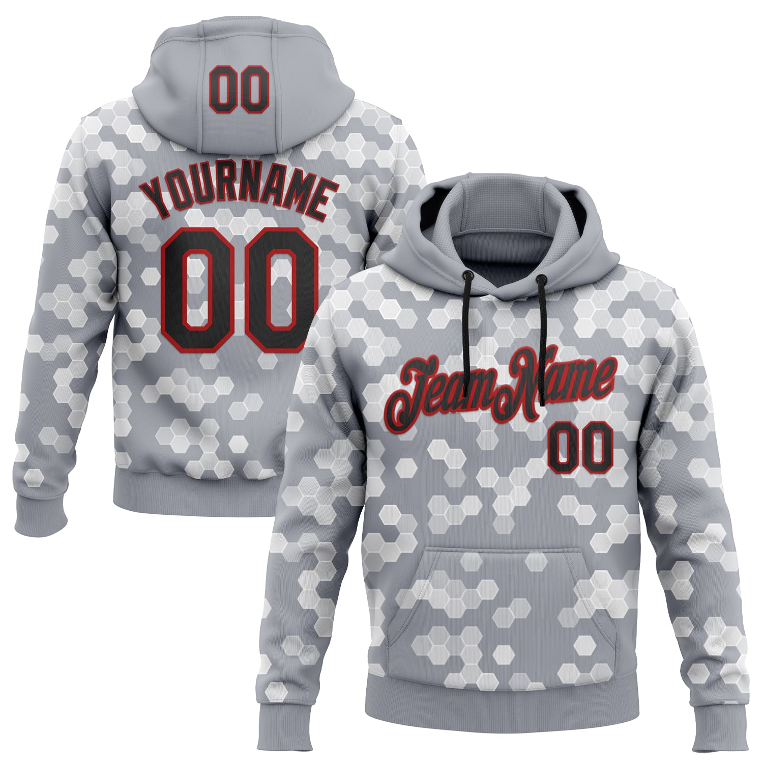 FansIdea Custom Stitched Gray Black-Red 3D Pattern Design Sportswear Pullover Sweatshirt Hoodie - $32.99 at Proof Eyewear