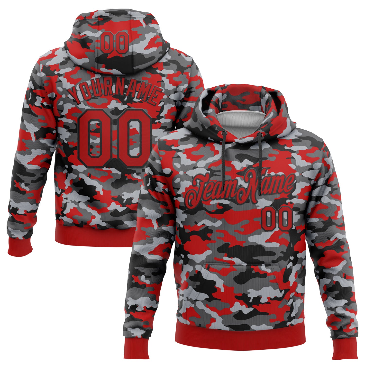 FansIdea Custom Stitched Camo Red-Black Salute To Service Pullover Sweatshirt Hoodie - $32.99 at Proof Eyewear