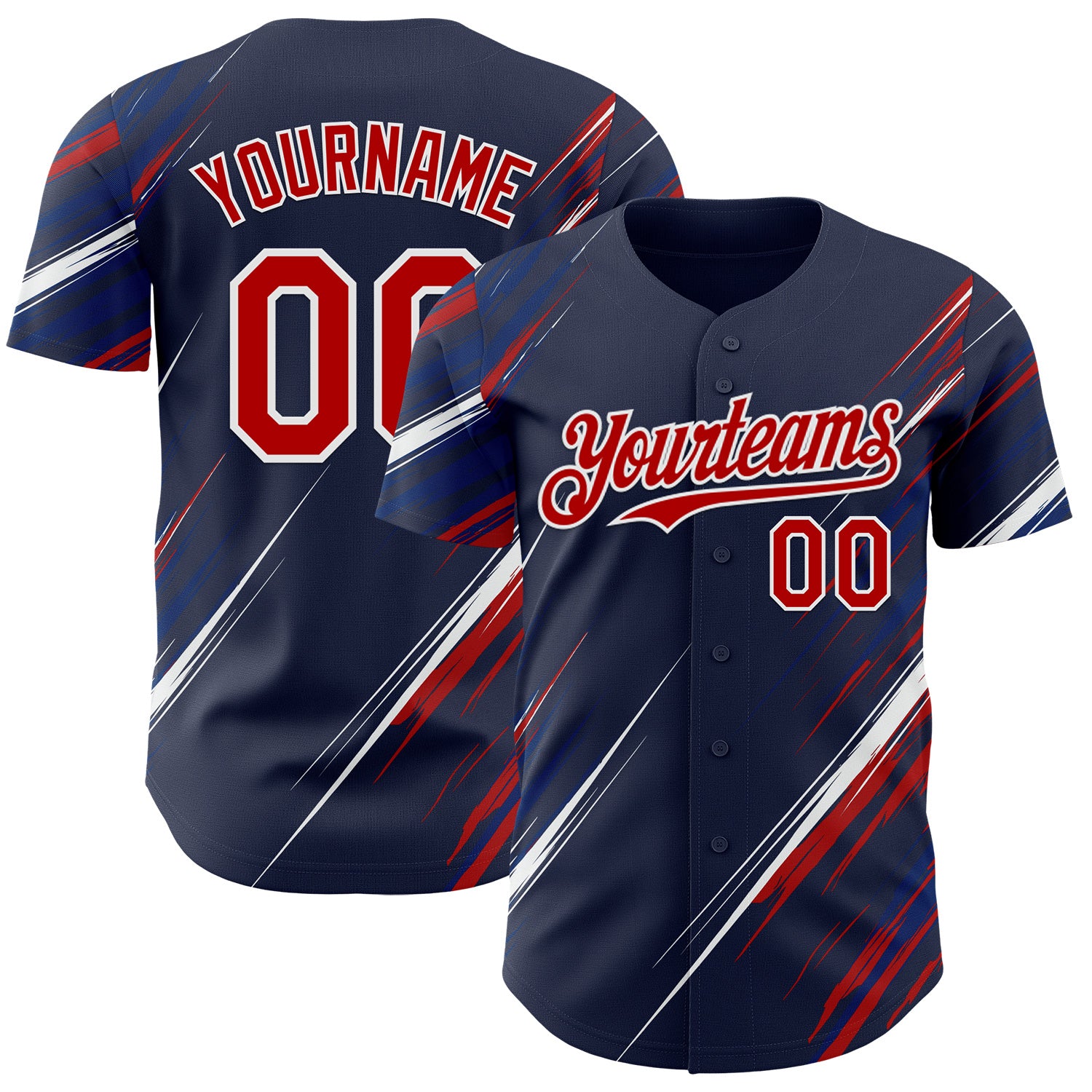 FansIdea Custom Navy Red US Navy Blue-White Diagonal Scratch Brush Stroke Authentic Baseball Jersey - $29.99 at Proof Eyewear