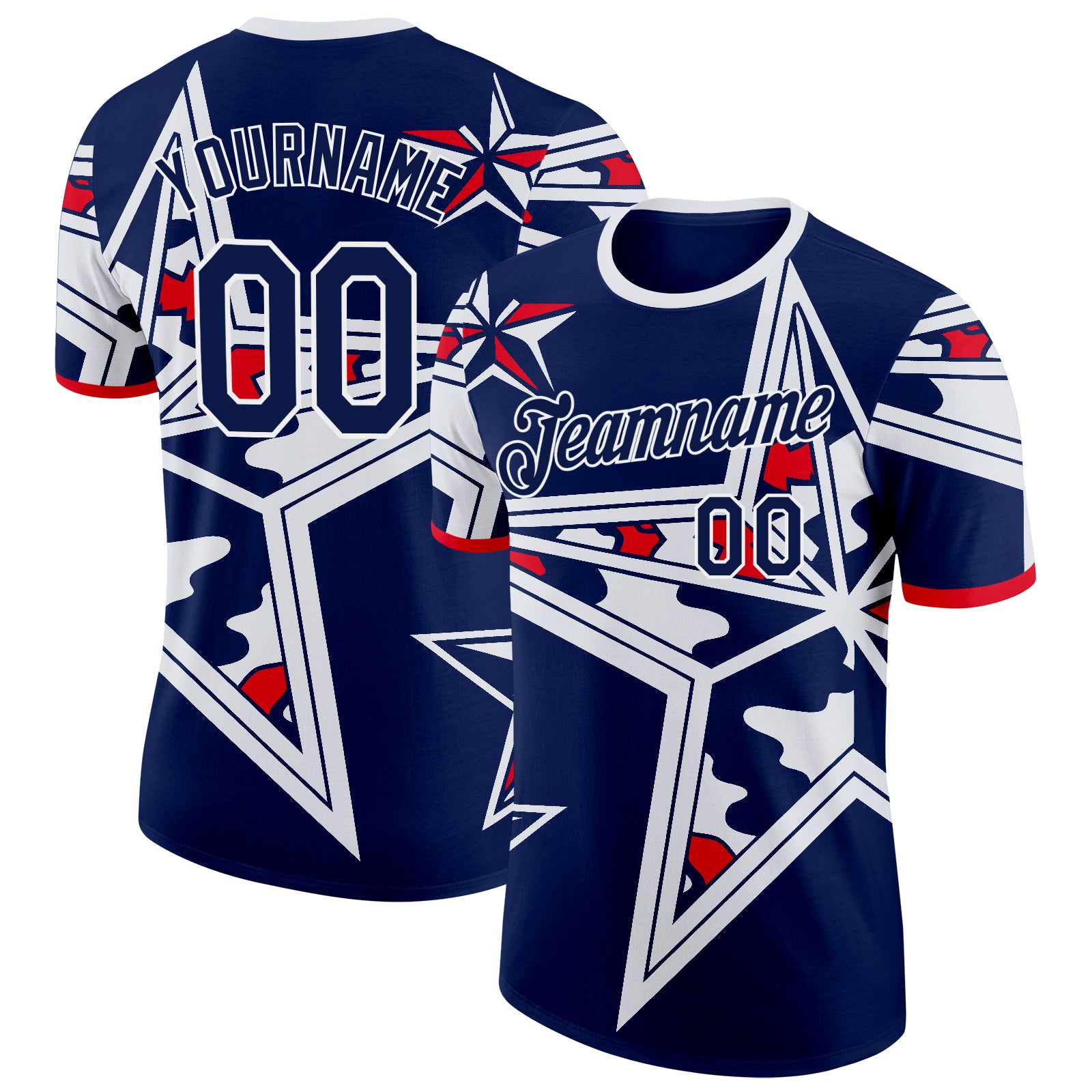 FansIdea Custom Navy Red-White USA Star Soccer Jersey Performance T-Shirt - $14.99 at Proof Eyewear