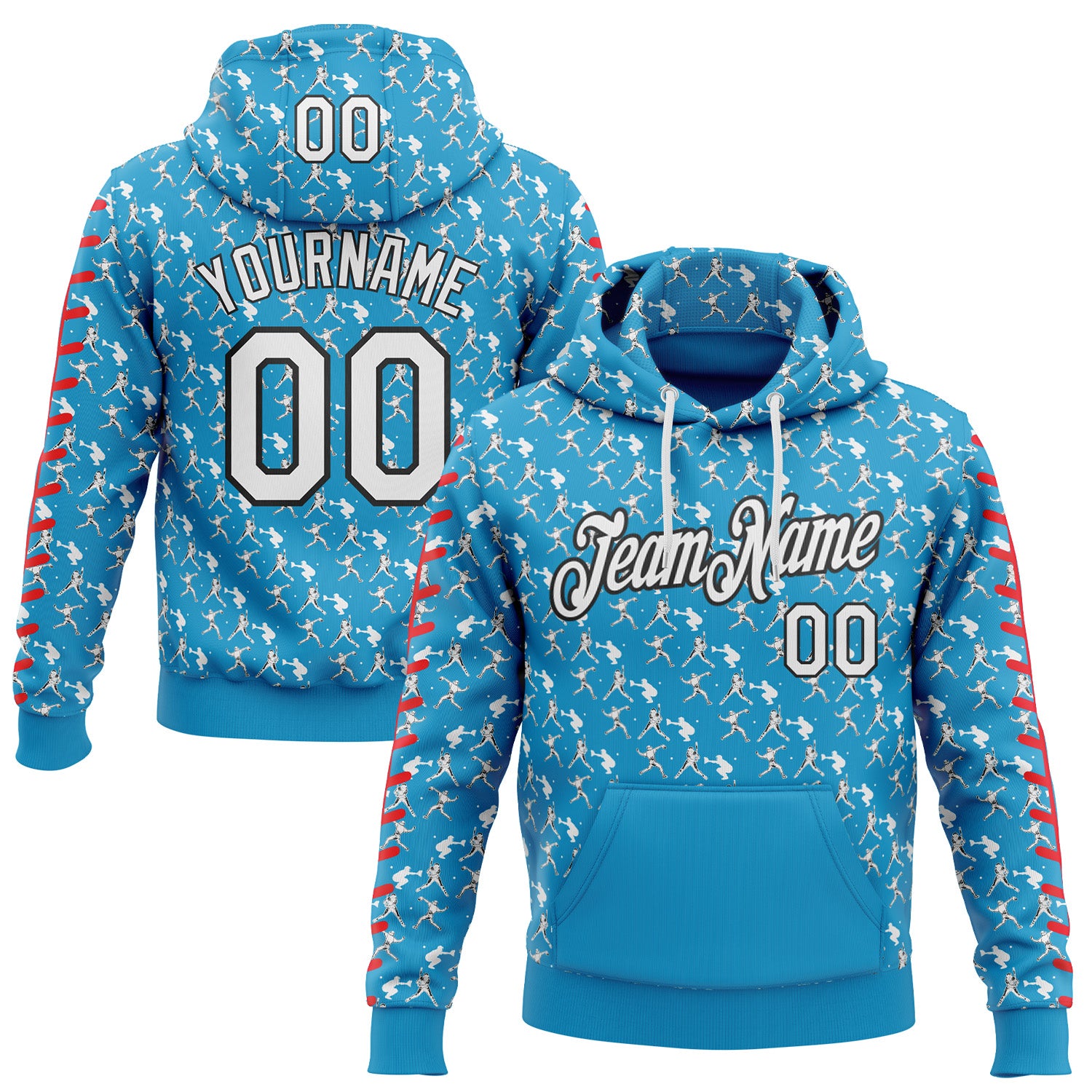 FansIdea Custom Stitched Panther Blue White Red-Black Baseball Game Day Carolina Inspired Sports Pullover Sweatshirt Hoodie - $32.99 at Proof Eyewear
