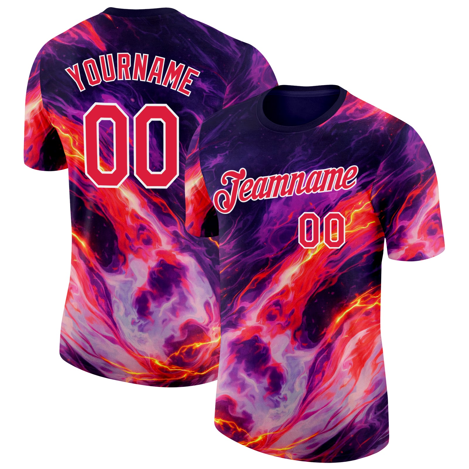 FansIdea Custom Purple Red-White Bowling Lightning Performance T-Shirt - $14.99 at Proof Eyewear