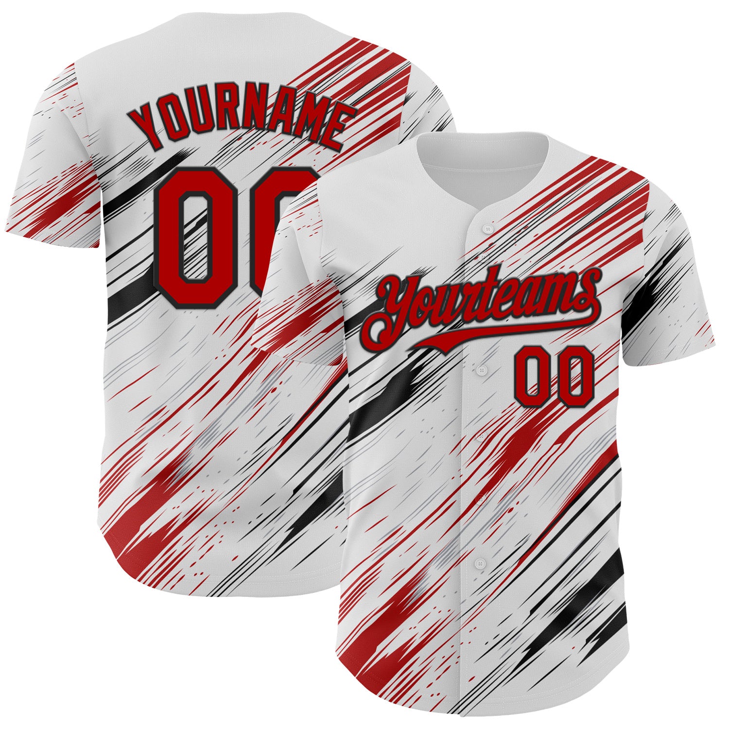 FansIdea Custom White Red Gray-Black Diagonal Scratch Brush Stroke Authentic Baseball Jersey - $29.99 at Proof Eyewear