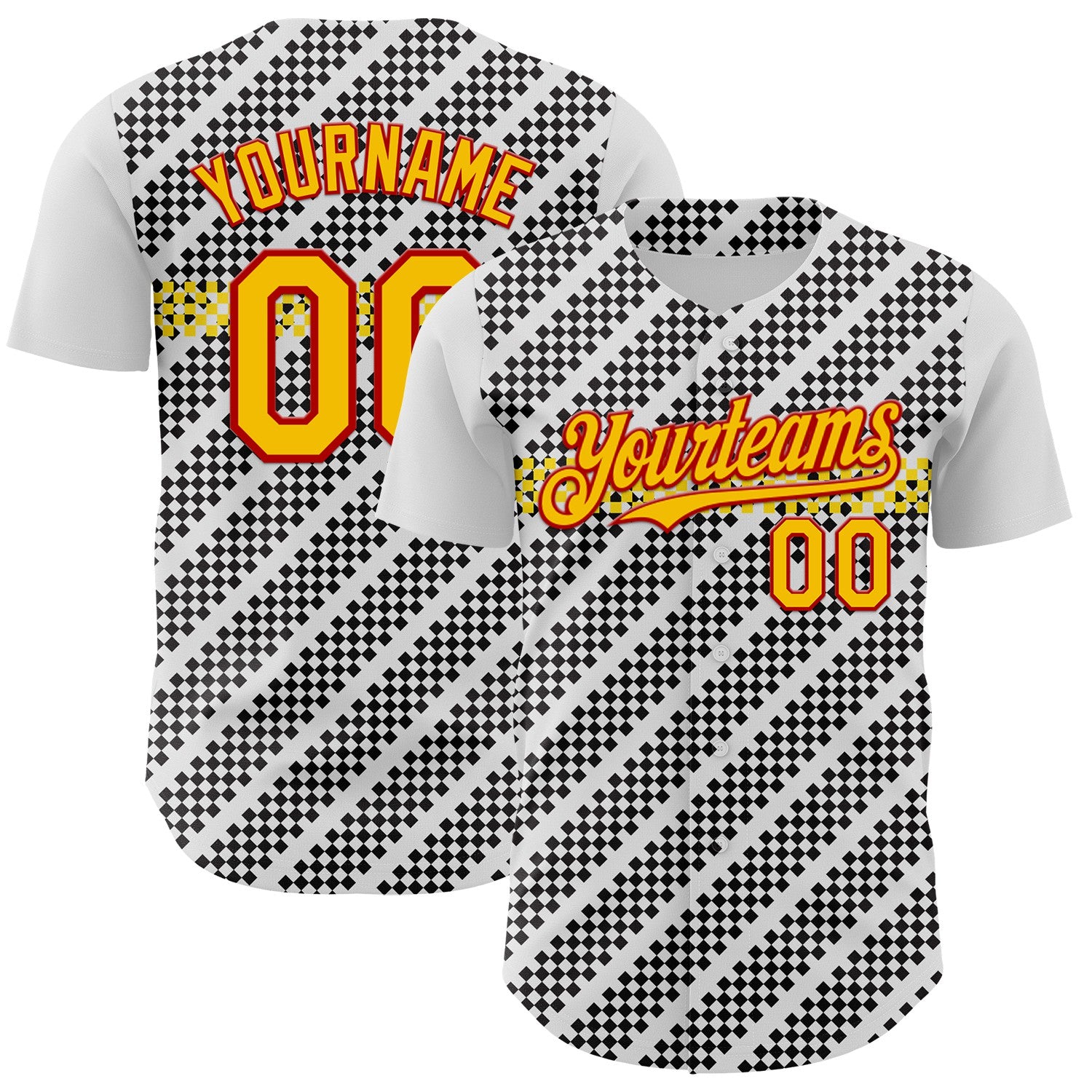 FansIdea Custom White Yellow Red-Black Car Racing Formula Auto Motorsport Authentic Baseball Jersey - $29.99 at Proof Eyewear