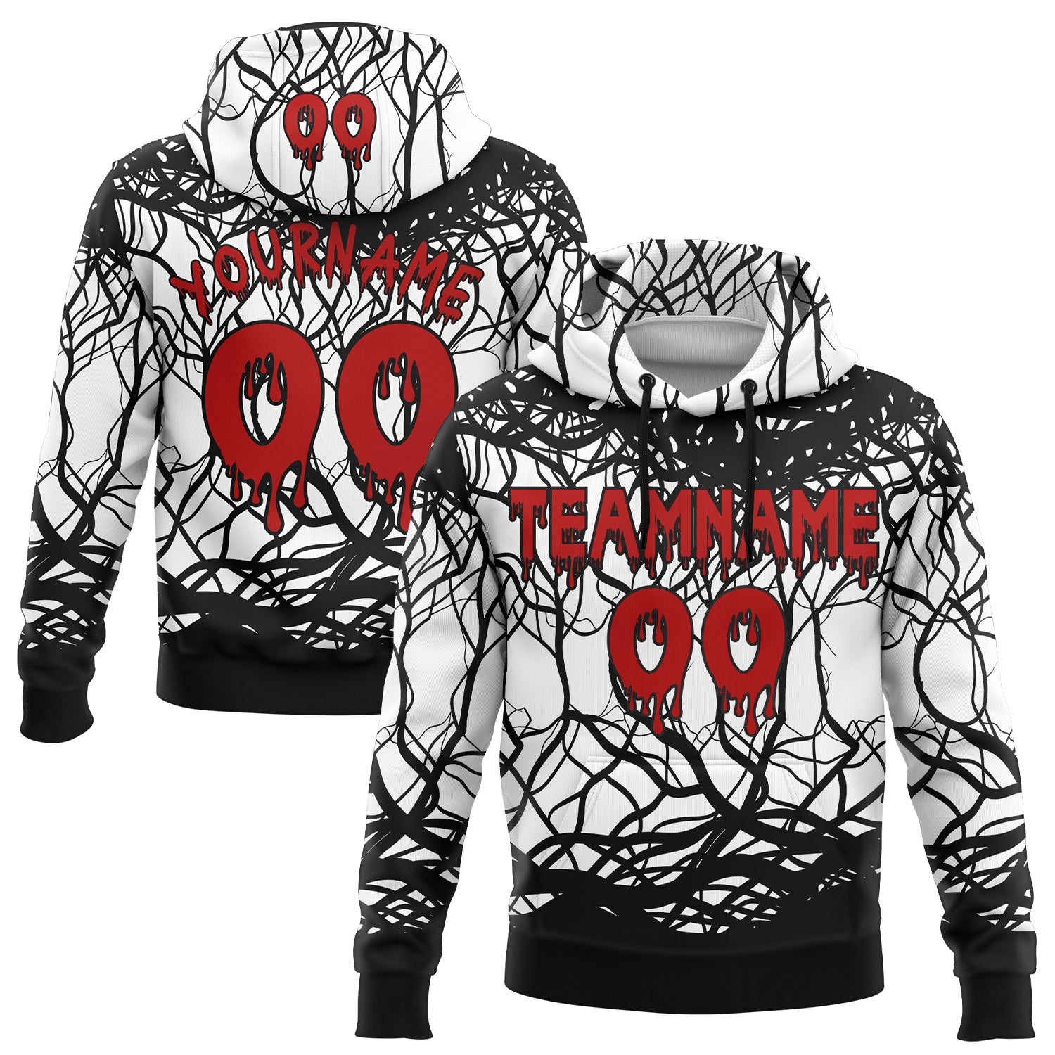 FansIdea Custom  White Red-Black Halloween Horror Pullover Sweatshirt Hoodie - $32.99 at Proof Eyewear
