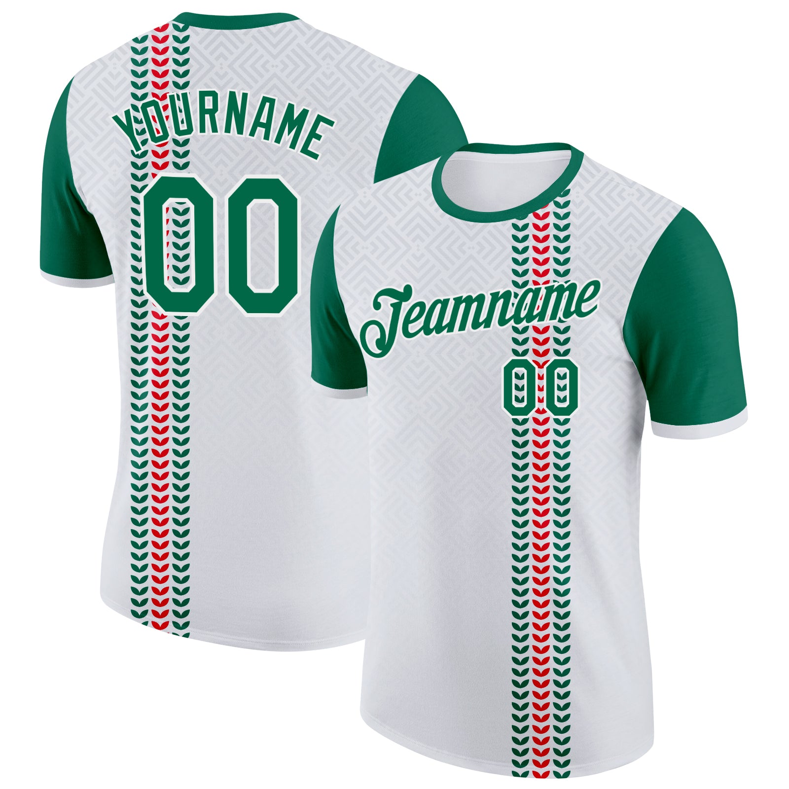 FansIdea Custom White Kelly Green-Red Italy Abstract Pattern Soccer Jersey Performance T-Shirt - $14.99 at Proof Eyewear