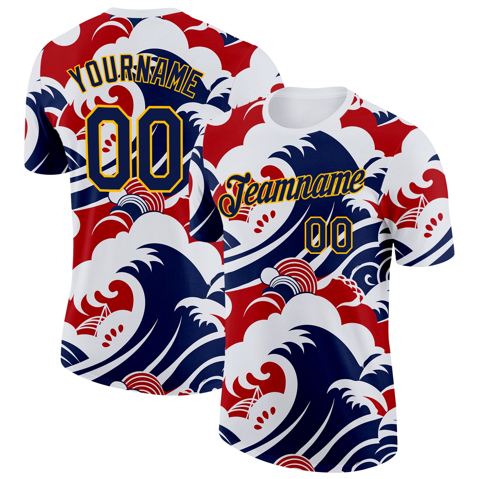 FansIdea Custom White Navy Red-Gold Netherlands Waves Soccer Jersey Performance T-Shirt - $14.99 at Proof Eyewear