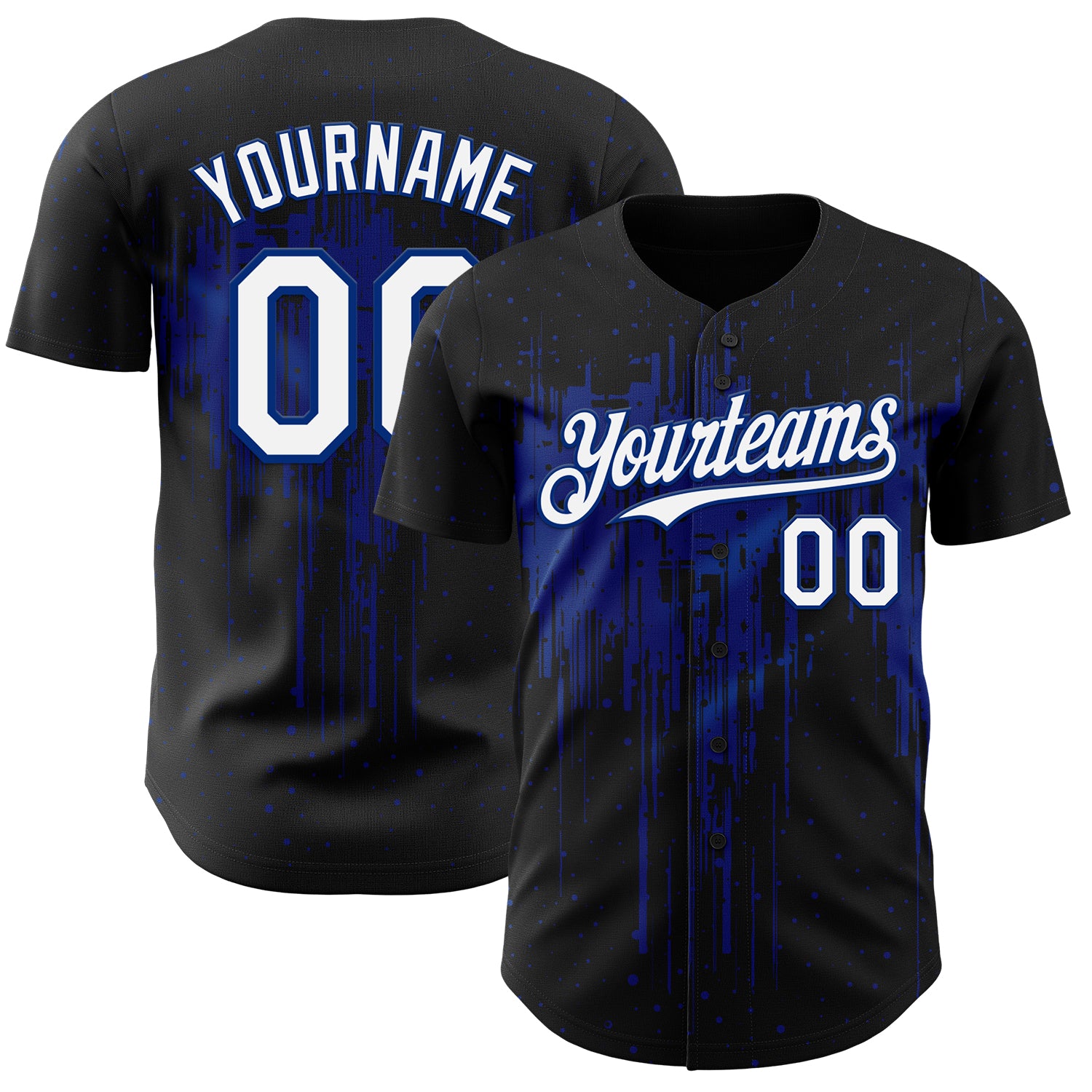 FansIdea Custom Black White-Royal Dripping Splatter Paint Authentic Baseball Jersey - $29.99 at Proof Eyewear