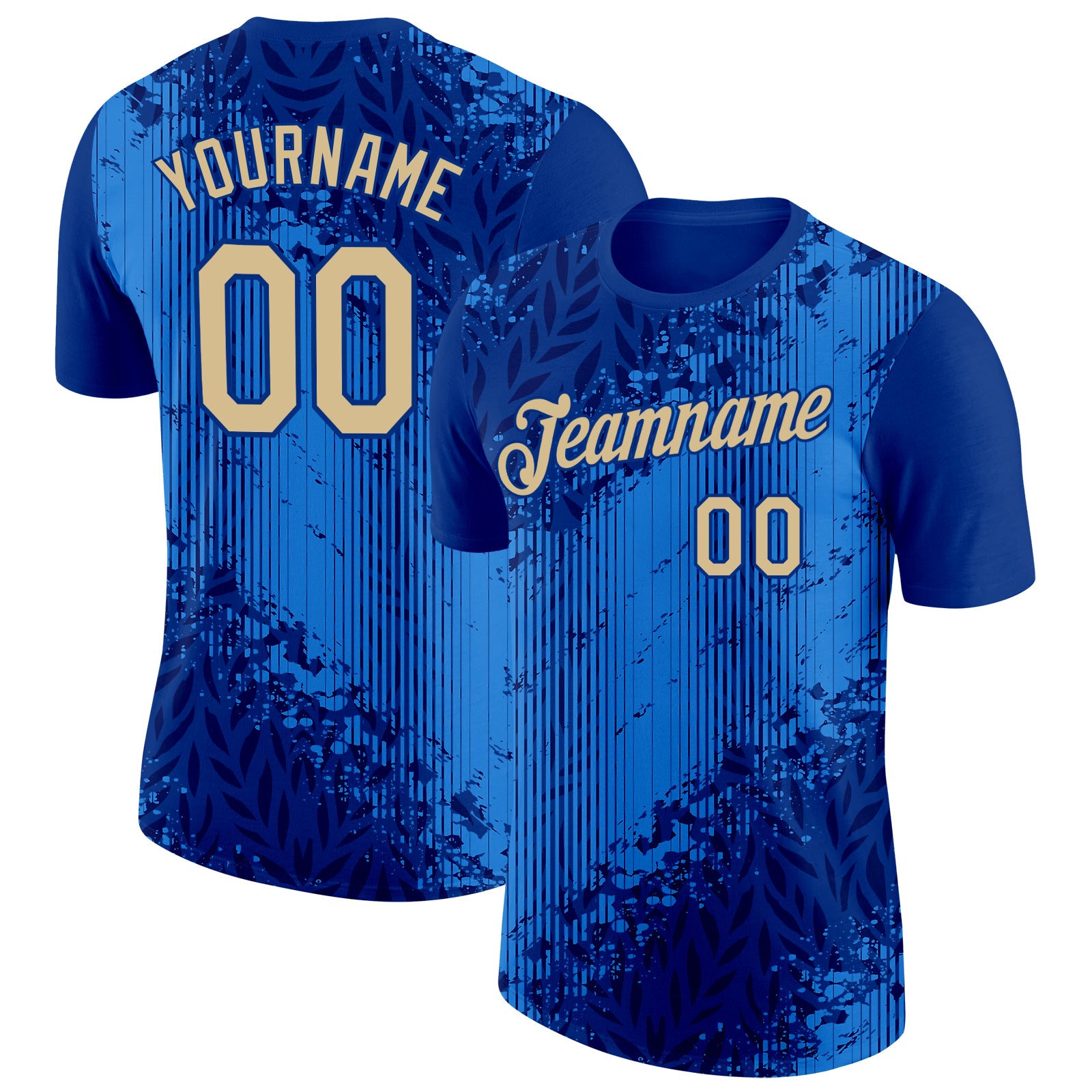 FansIdea Custom Blue Vegas Gold-Royal Italy Line Splash Soccer Jersey Performance T-Shirt - $14.99 at Proof Eyewear
