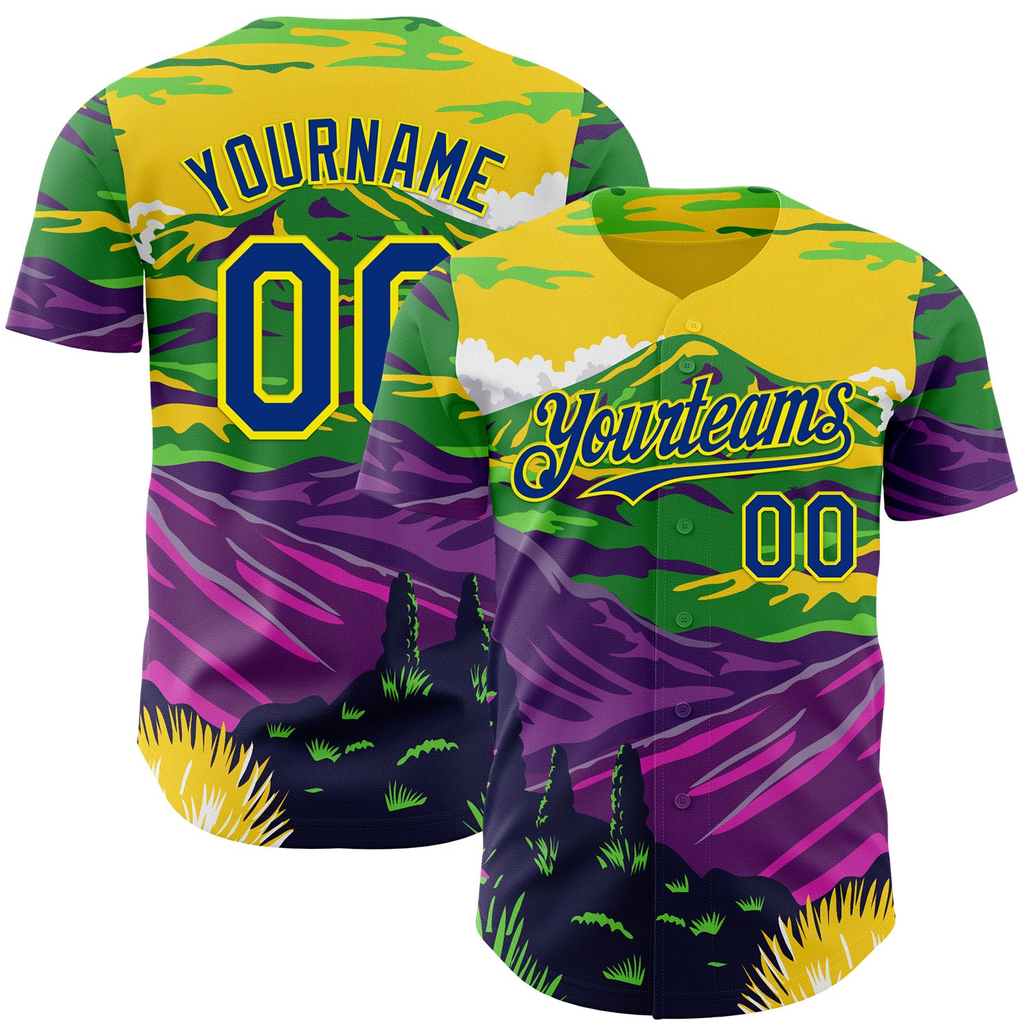 Fansidea-artist-collabs Custom Yellow Royal Green Purple-Light Yellow Aloysius Patrimonio Haleakala National Park Poster WPA Authentic Baseball Jersey - $34.99 at Proof Eyewear