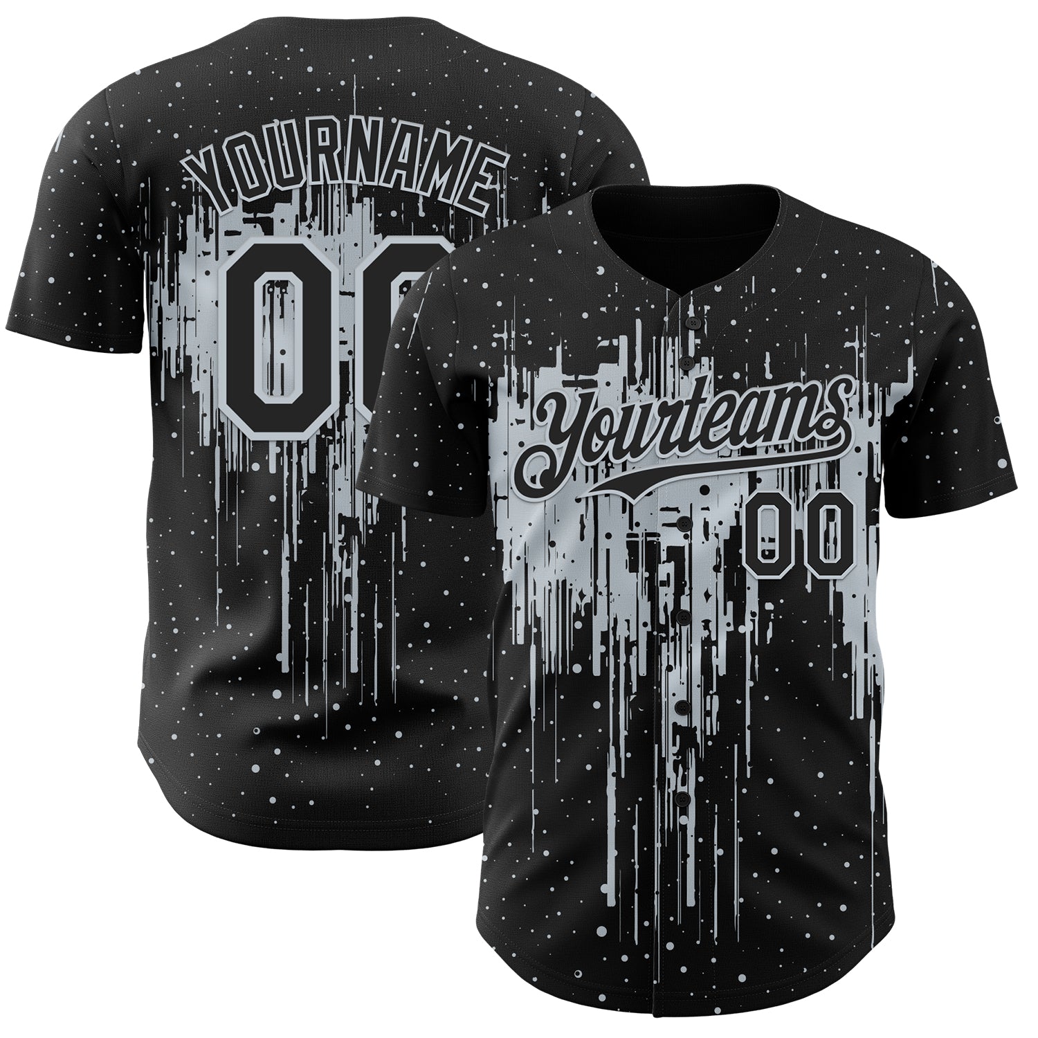 FansIdea Custom Black Silver Dripping Splatter Paint Authentic Baseball Jersey - $29.99 at Proof Eyewear