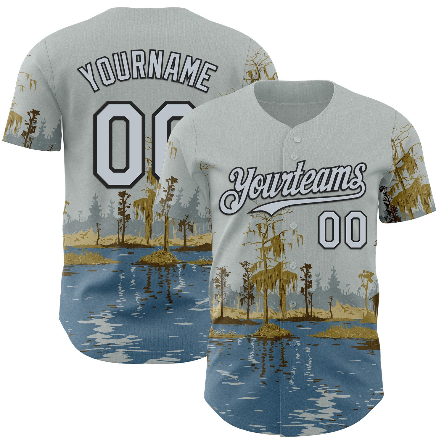 Fansidea-artist-collabs Custom Gray Silver Blue-Black Aloysius Patrimonio Barataria Preserve Louisiana WPA Authentic Baseball Jersey - $34.99 at Proof Eyewear