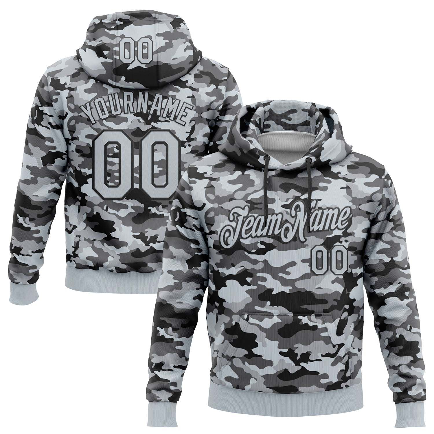 FansIdea Custom Stitched Camo Silver-Black Salute To Service Pullover Sweatshirt Hoodie - $32.99 at Proof Eyewear