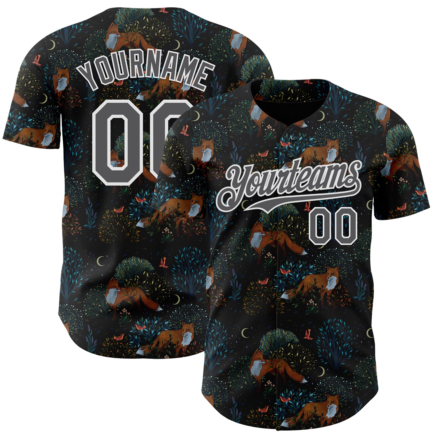 Fansidea-artist-collabs Custom Black Steel Gray-White Episodic Drawing Forest Foxes Authentic Baseball Jersey - $34.99 at Proof Eyewear
