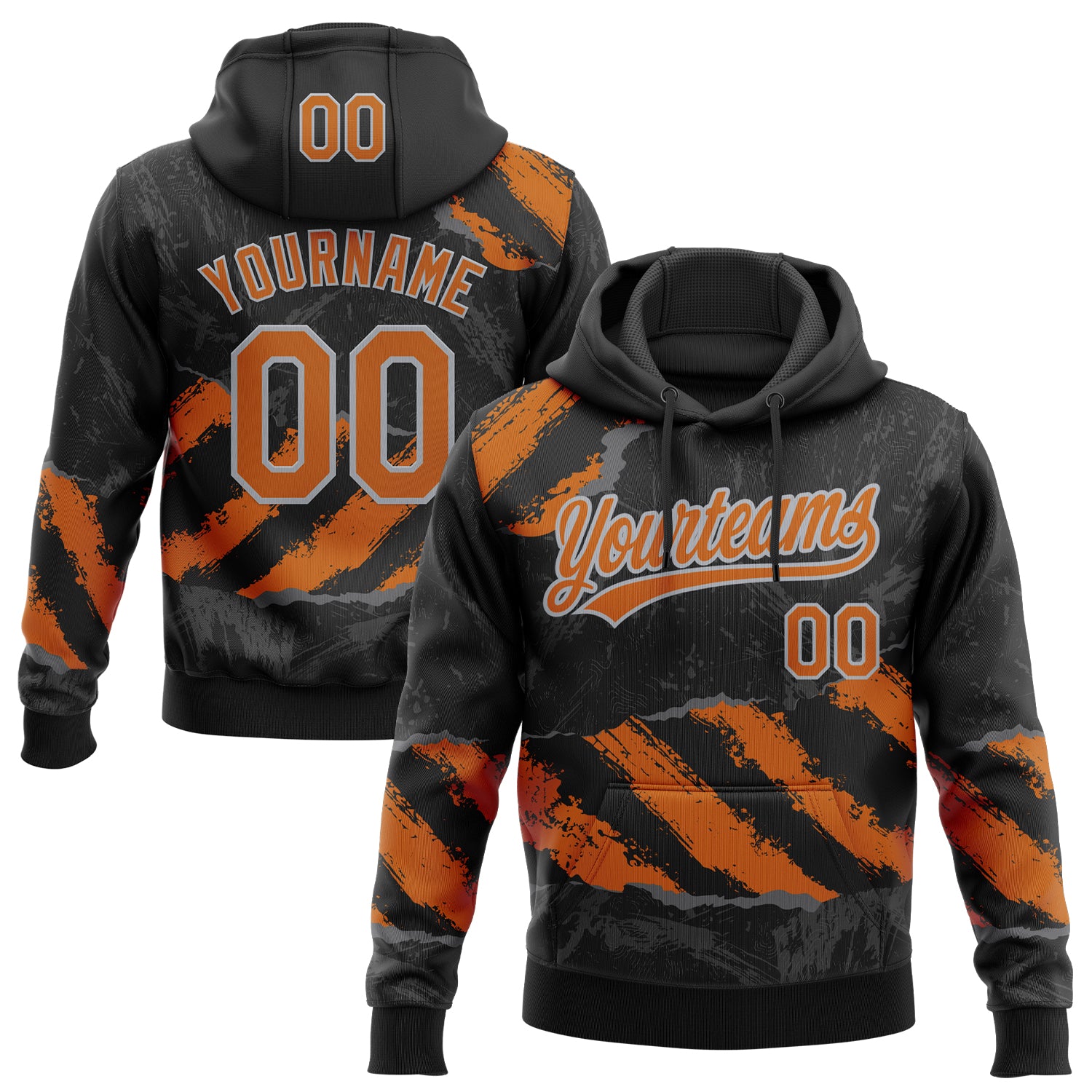 FansIdea Custom Stitched Black Texas Orange Steel Gray-Gray 3D Pattern Design Splash Sports Pullover Sweatshirt Hoodie - $32.99 at Proof Eyewear