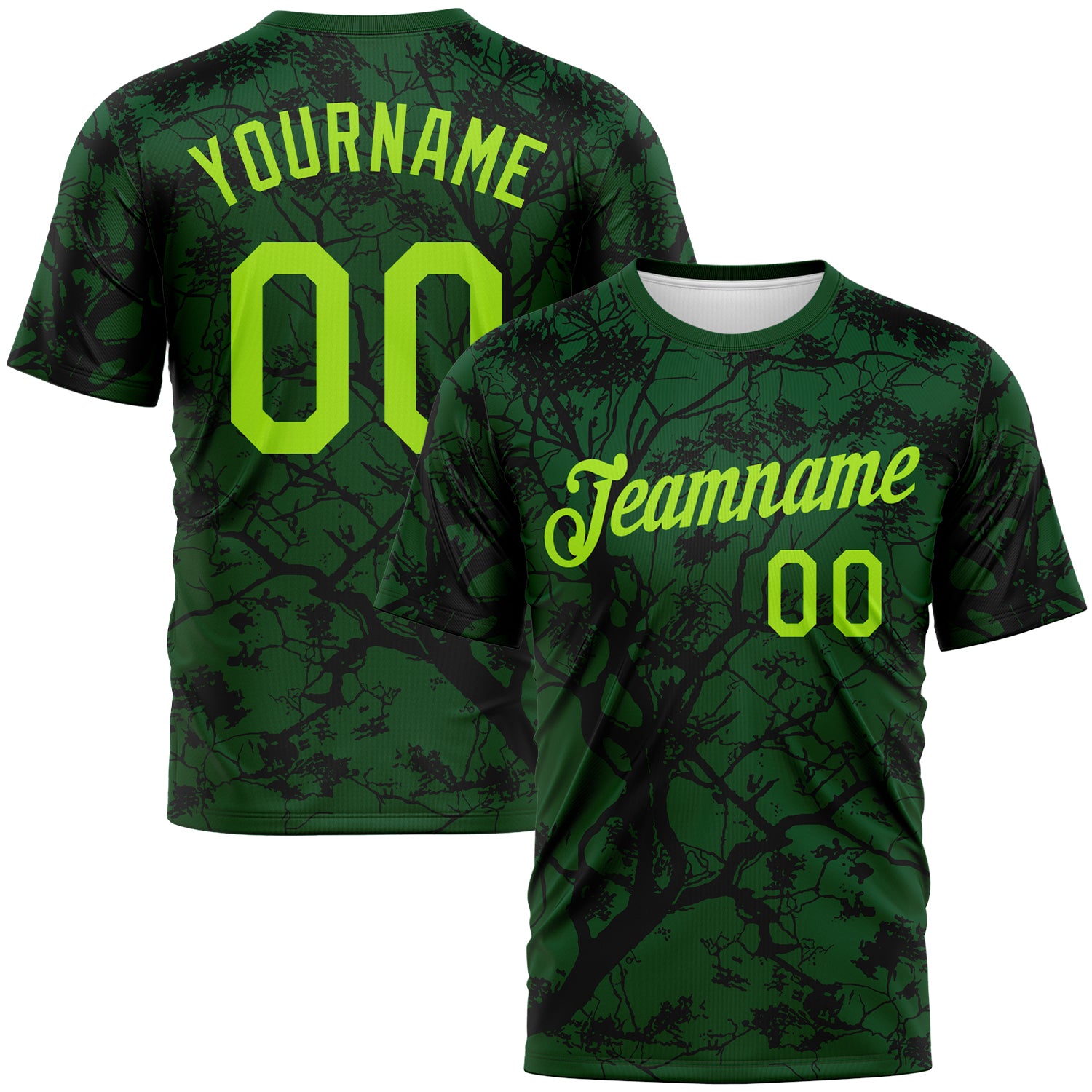 FansIdea Custom Green Neon Green-Black Arbol Jungle Camo Performance T-Shirt - $14.99 at Proof Eyewear
