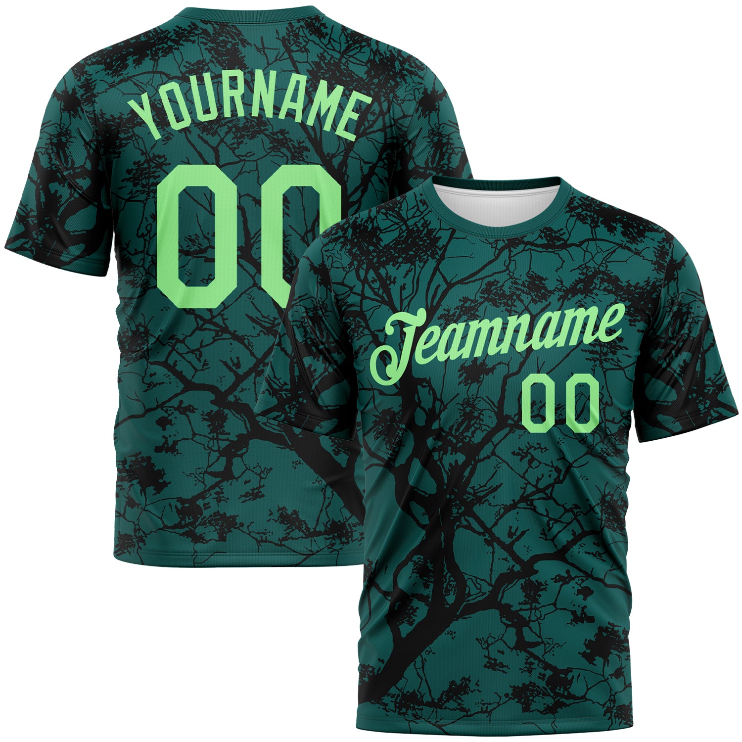 FansIdea Custom Midnight Green Pea Green-Black Arbol Jungle Camo Performance T-Shirt - $14.99 at Proof Eyewear