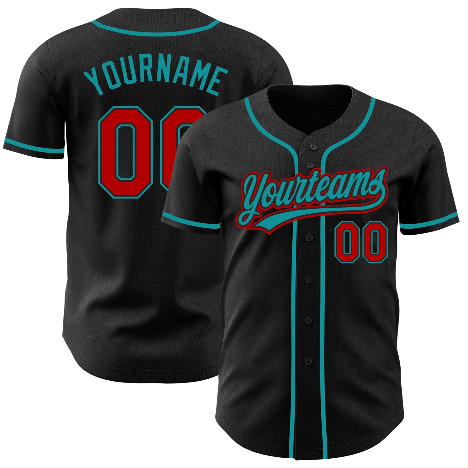 FansIdea Custom Black Red-Teal Authentic Baseball Jersey - $27.99 at Proof Eyewear