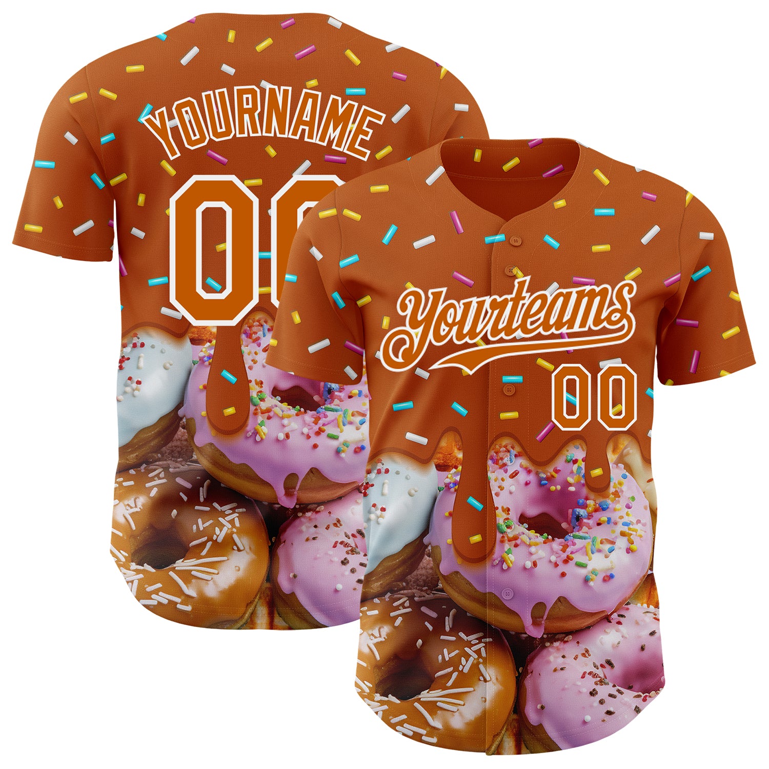 FansIdea Custom Texas Orange-White Ice Cream Donut  Foodie Dessert Authentic Baseball Jersey - $29.99 at Proof Eyewear