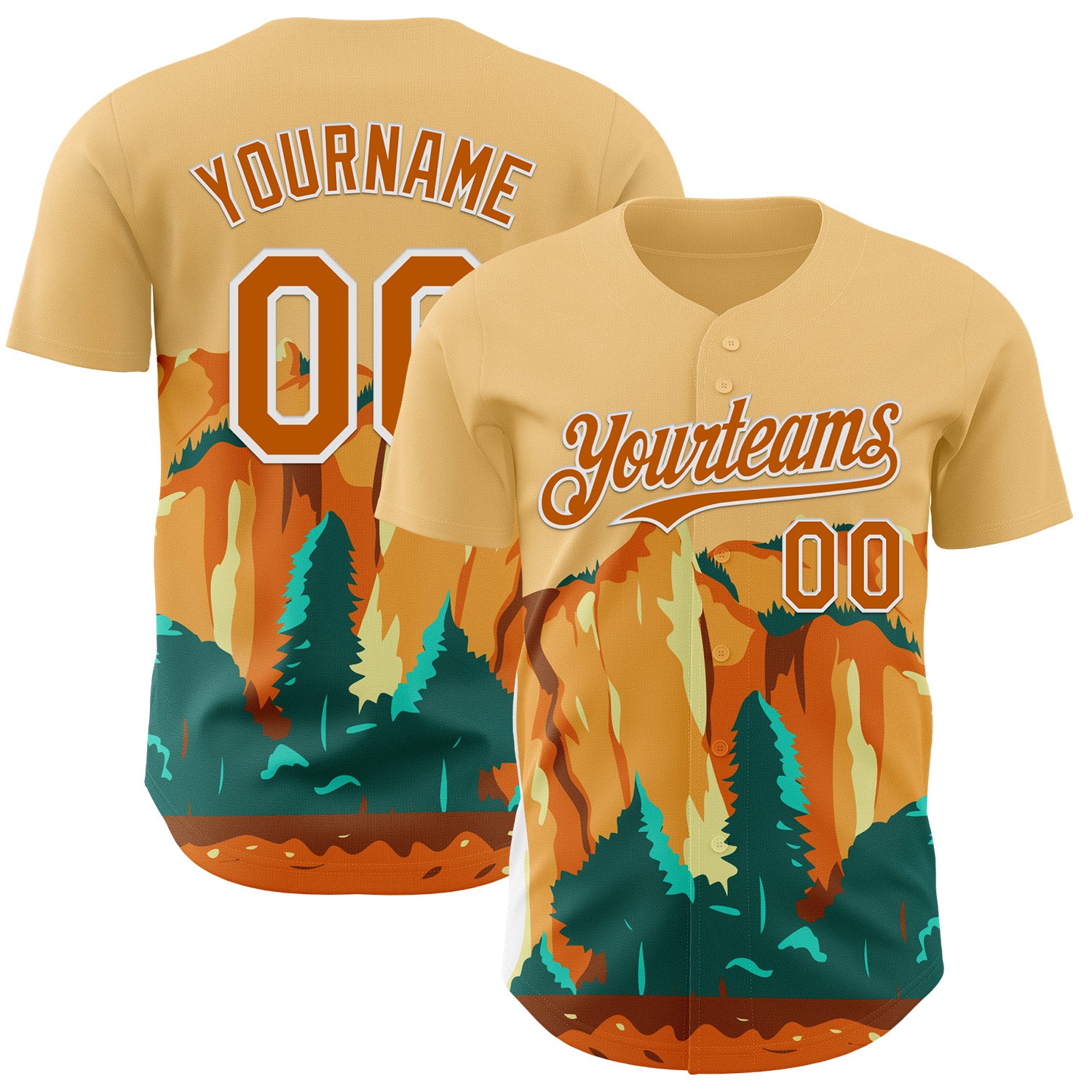 Fansidea-artist-collabs Custom Vegas Gold Texas Orange-White Aloysius Patrimonio Yosemite National Park WPA Authentic Baseball Jersey - $34.99 at Proof Eyewear