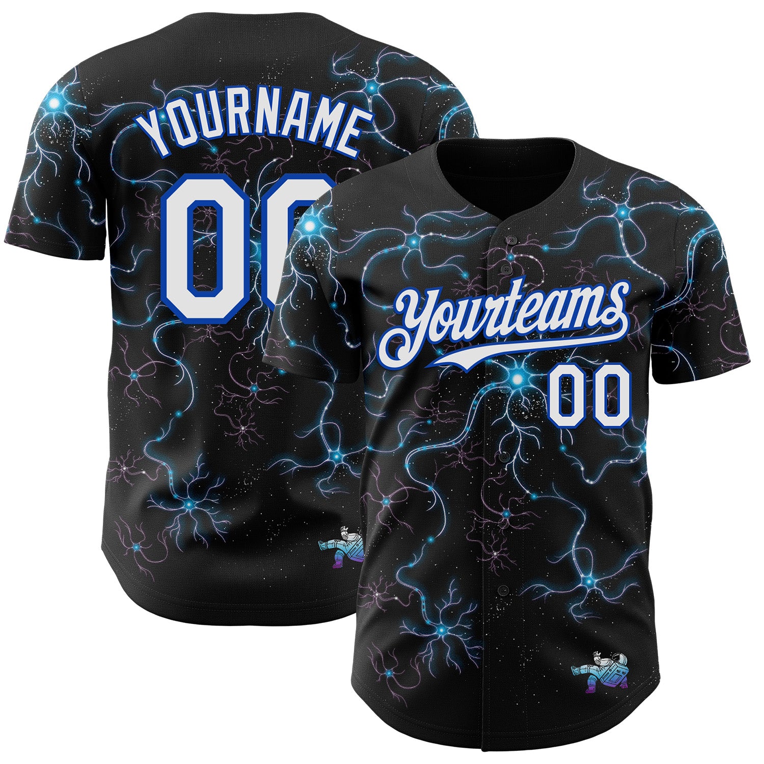 Fansidea-group-collabs Custom Black White-Thunder Blue 3D Tobe Fonseca Neuron Galaxy Authentic Baseball Jersey - $34.99 at Proof Eyewear