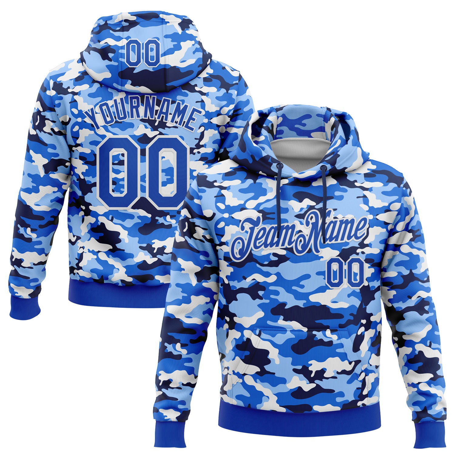 FansIdea Custom Stitched Camo Thunder Blue-White Salute To Service Pullover Sweatshirt Hoodie - $32.99 at Proof Eyewear