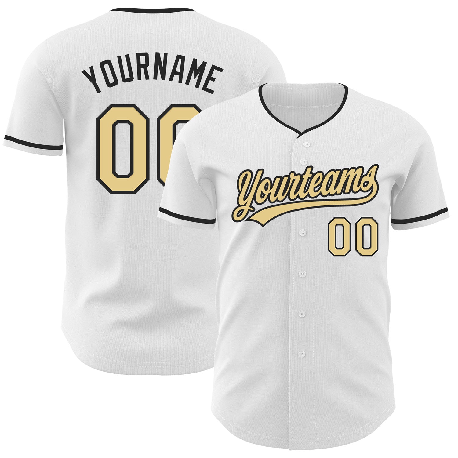 FansIdea Custom White Vegas Gold-Black Authentic Baseball Jersey - $27.99 at Proof Eyewear