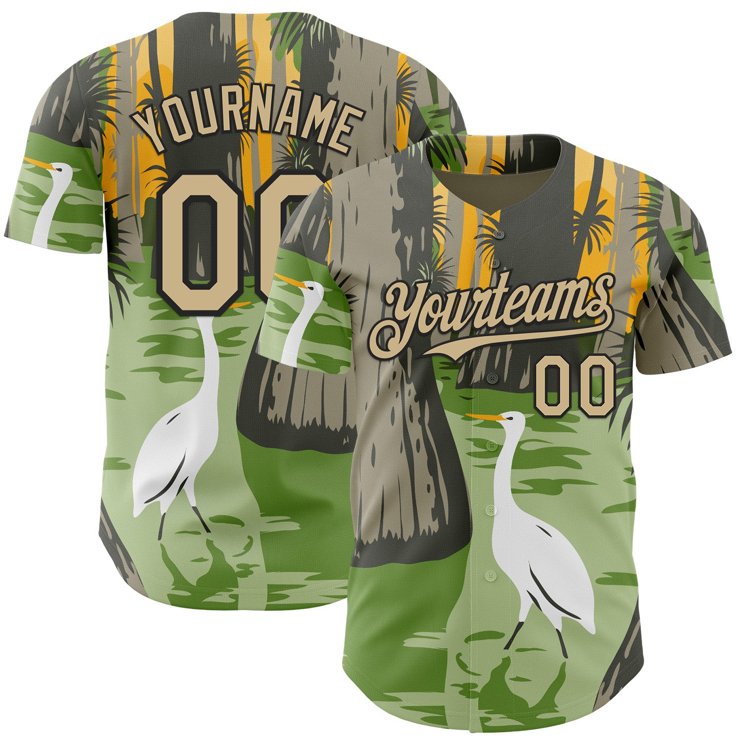 Fansidea-artist-collabs Custom Gray Vegas Gold Green-Black Aloysius Patrimonio Great Egret Everglades_National_Park Poster WPA Authentic Baseball Jersey - $34.99 at Proof Eyewear