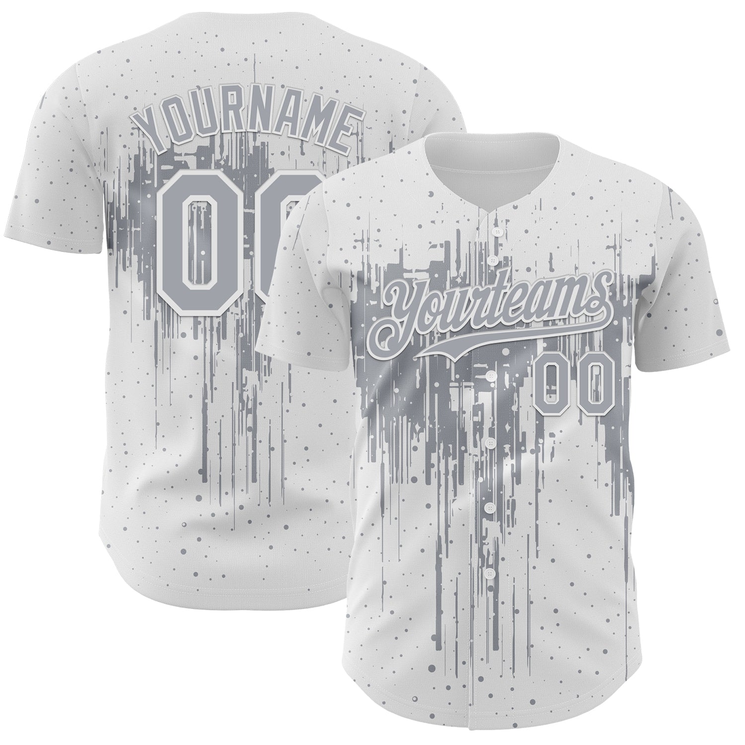 FansIdea Custom White Gray Dripping Splatter Paint Authentic Baseball Jersey - $29.99 at Proof Eyewear