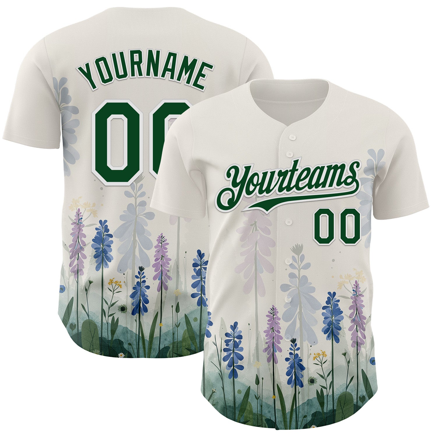 FansIdea Custom White Green Texas Bluebonnet Floral City Edition Authentic Baseball Jersey - $29.99 at Proof Eyewear