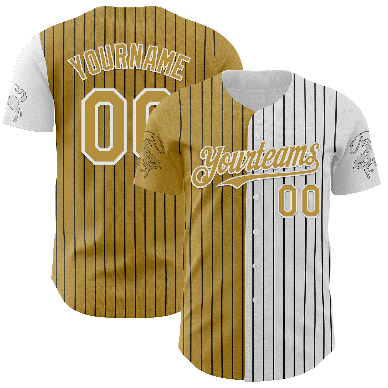 FansIdea Custom White Black Pinstripe Old Gold Texas City Edition Authentic Baseball Jersey - $29.99 at Proof Eyewear