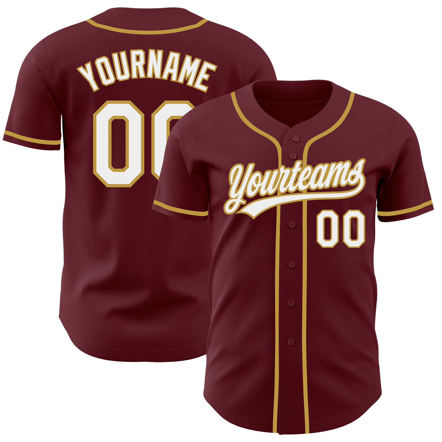FansIdea Custom Burgundy White-Old Gold Authentic Baseball Jersey - $27.99 at Proof Eyewear