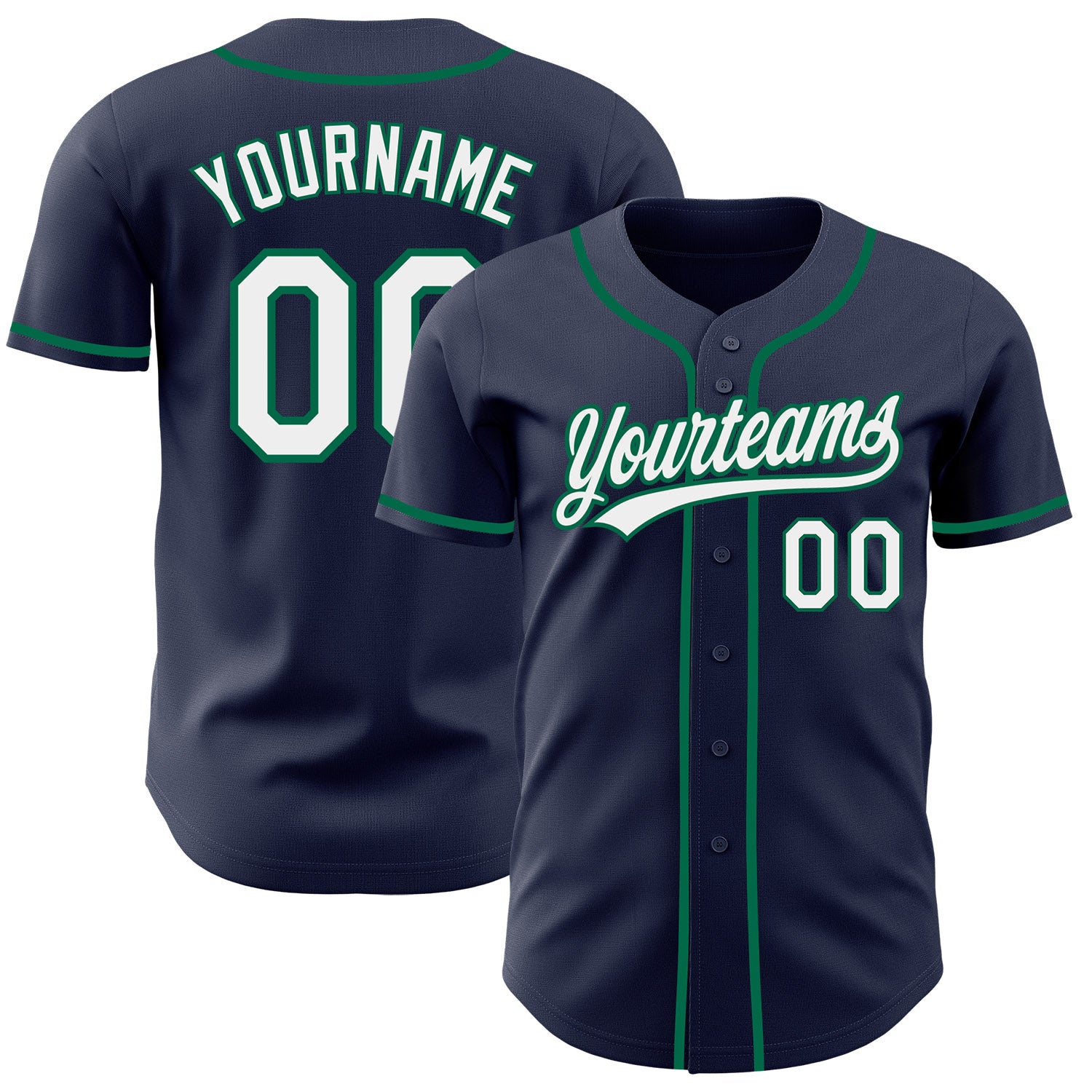 FansIdea Custom Navy White-Kelly Green Authentic Baseball Jersey - $27.99 at Proof Eyewear