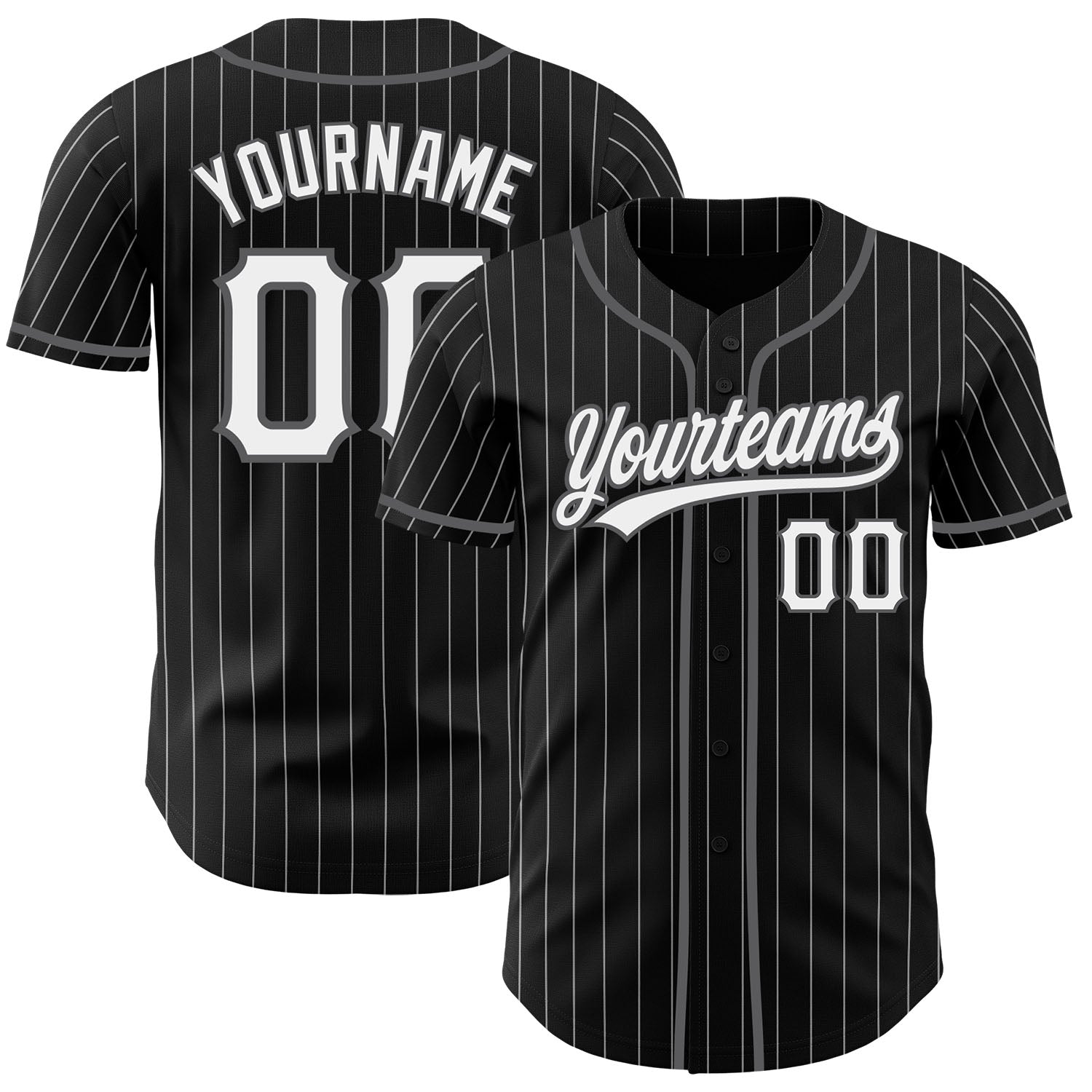 FansIdea Custom Black White Pinstripe-Steel Gray Authentic Baseball Jersey - $27.99 at Proof Eyewear