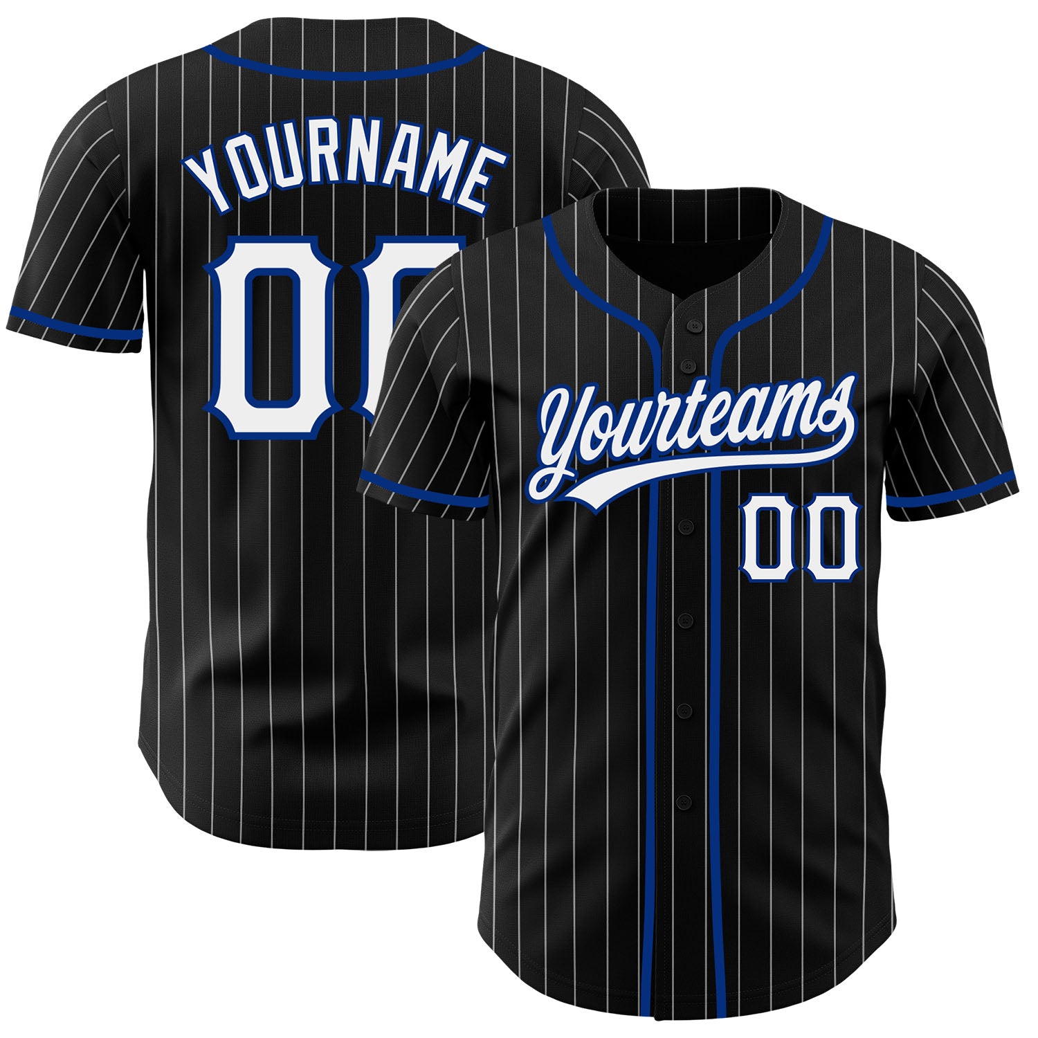 FansIdea Custom Black White Pinstripe-Royal Authentic Baseball Jersey - $27.99 at Proof Eyewear