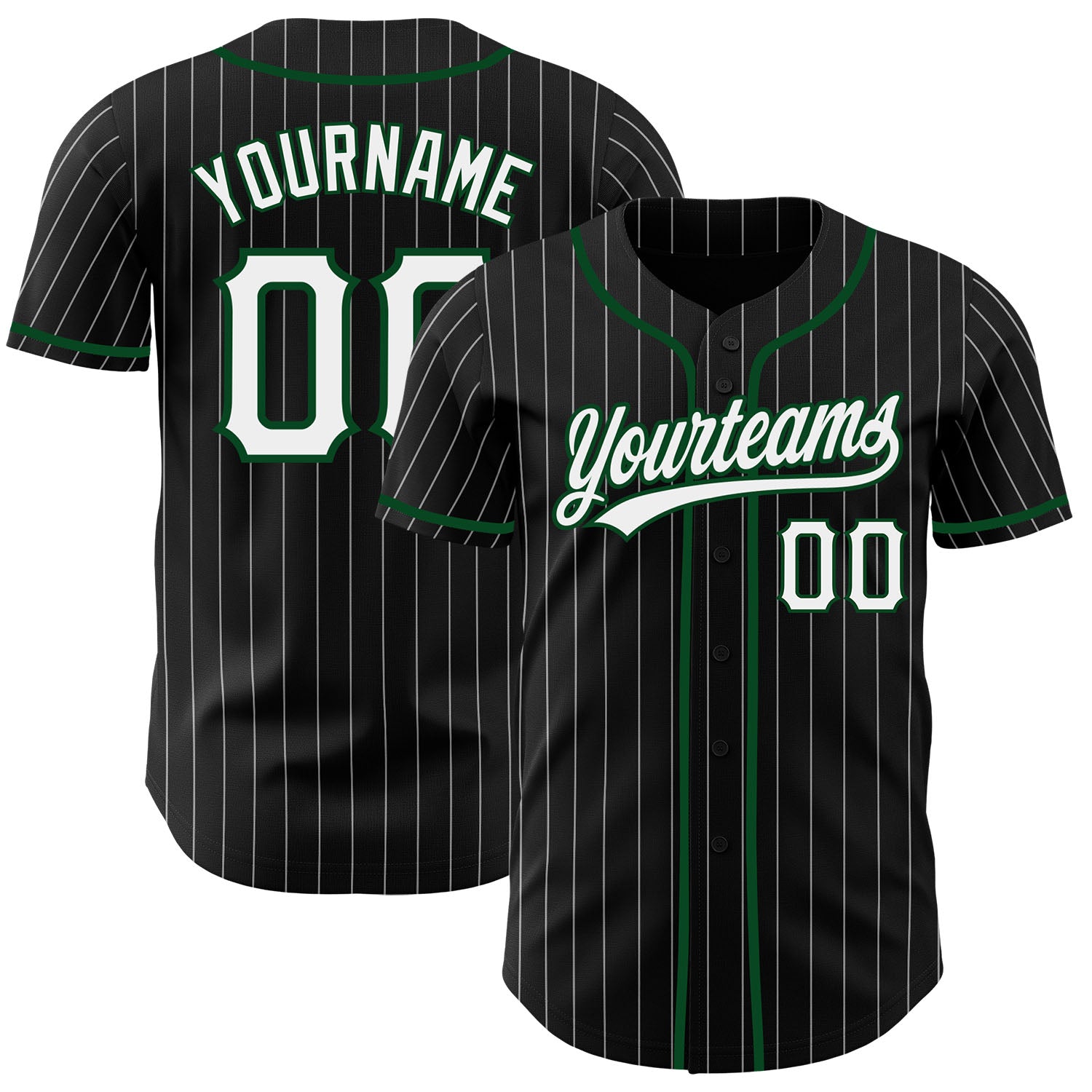 FansIdea Custom Black White Pinstripe-Green Authentic Baseball Jersey - $27.99 at Proof Eyewear