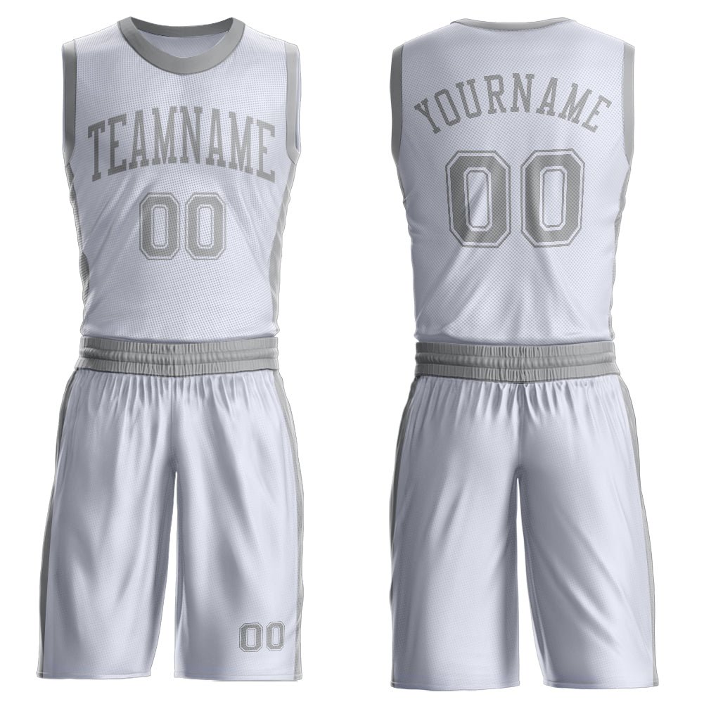 FansIdea Custom White Gray Round Neck Basketball Uniform Jersey - $24.99 at Proof Eyewear