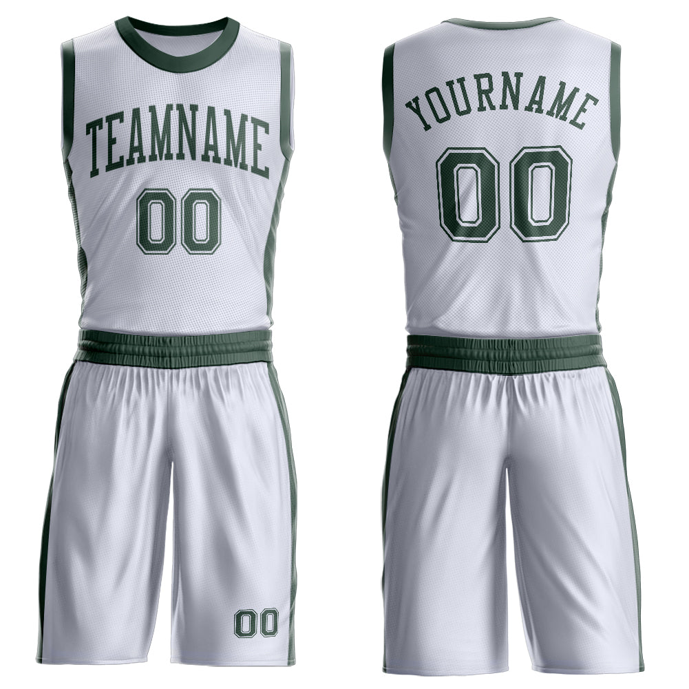 FansIdea Custom White Green Round Neck Basketball Uniform Jersey - $24.99 at Proof Eyewear